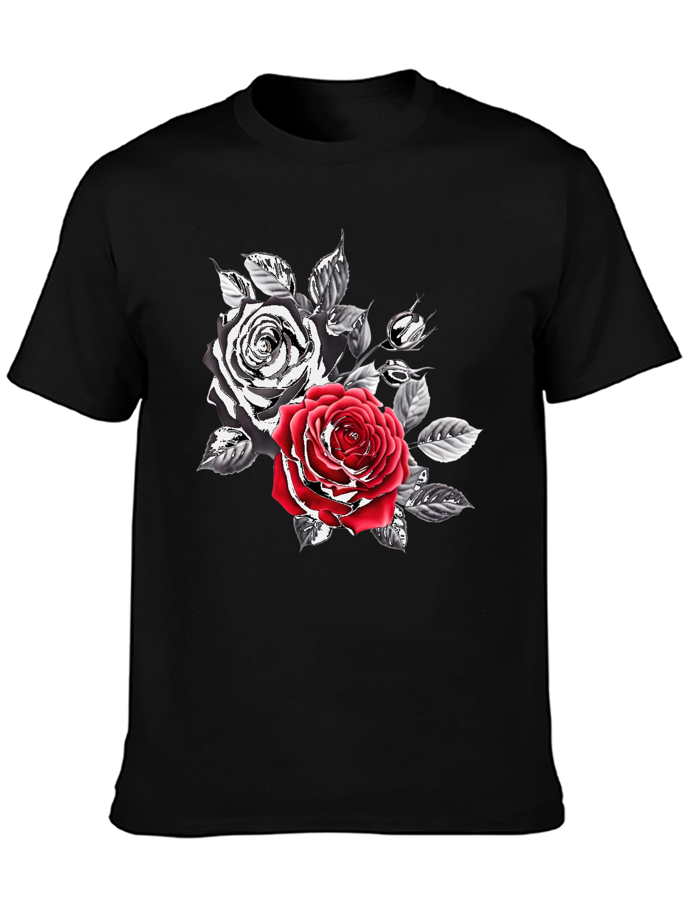 Black Rose Graphic Print Men's T-Shirt view 3