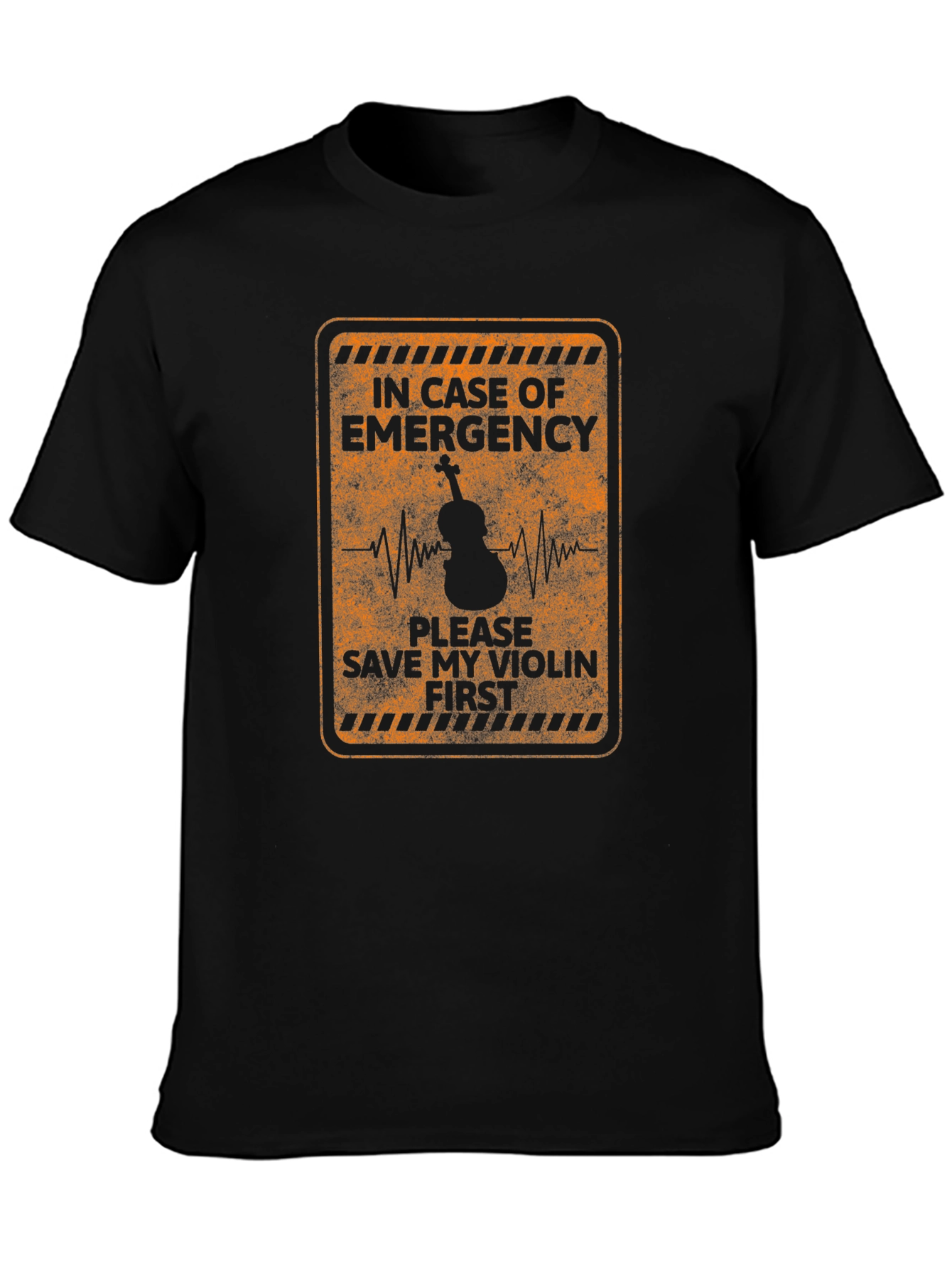 Black Emergency Violin T-Shirt - Music Lover Tee view 3