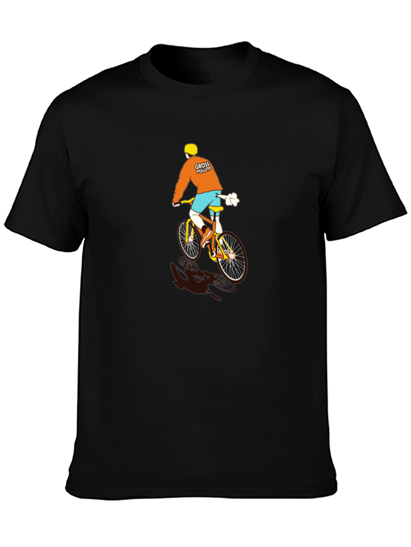 Black Funny Gross Polluter Biker Black T-Shirt view 3