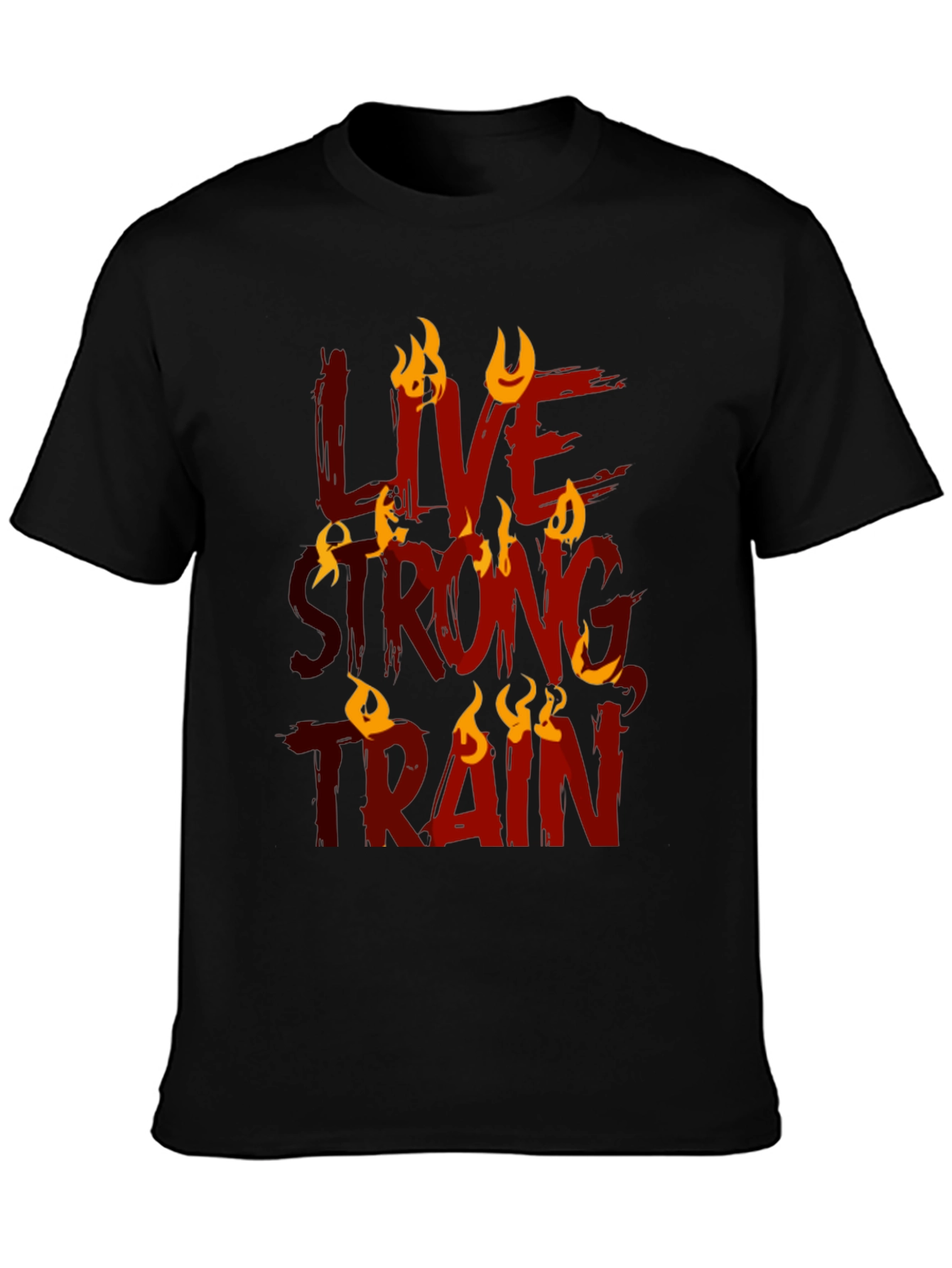Black Live Strong Train Graphic Tee - Black Cotton Blend view 3