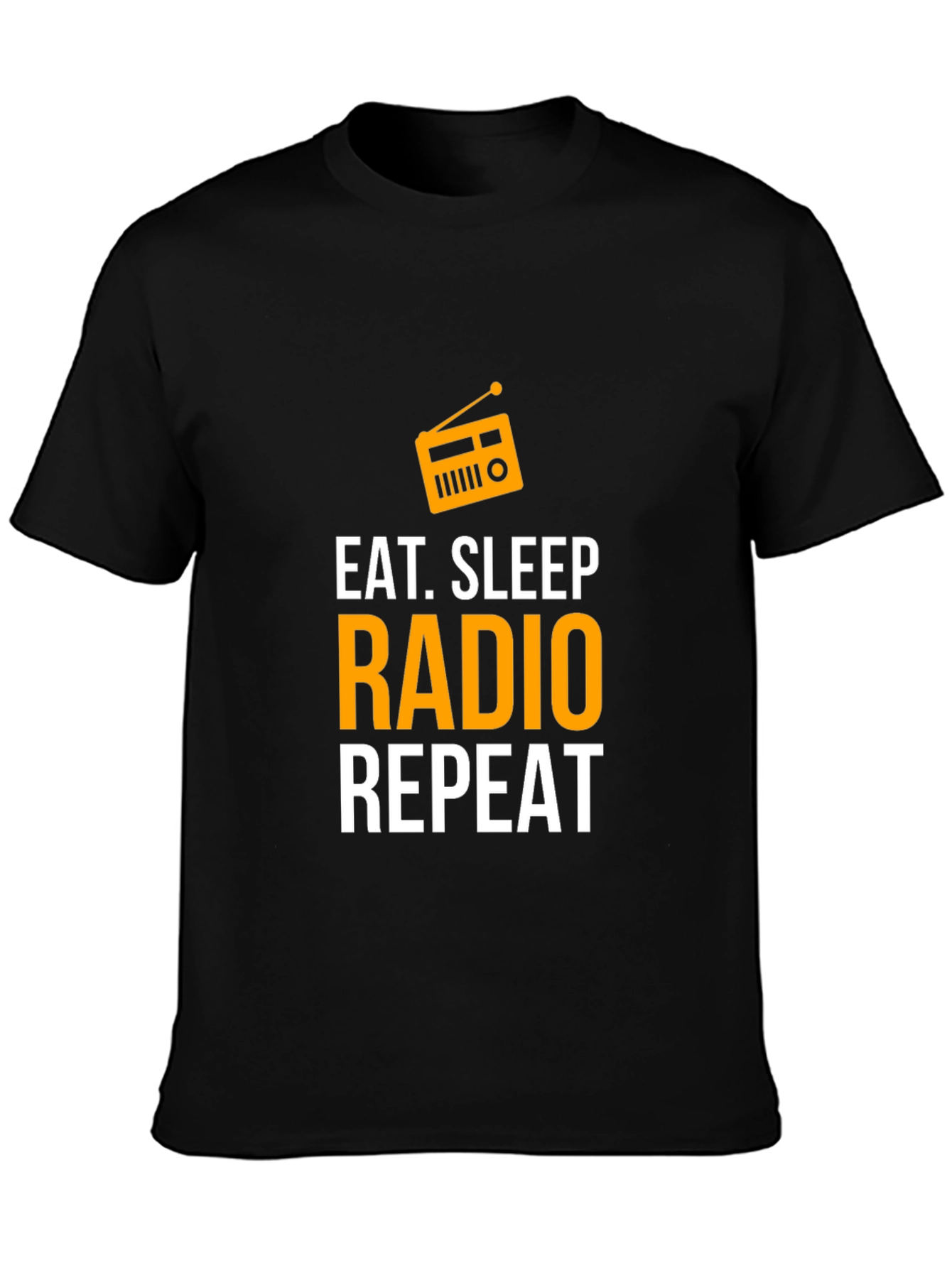 Black Eat Sleep Radio Repeat T-Shirt - Radio Lover Tee view 3