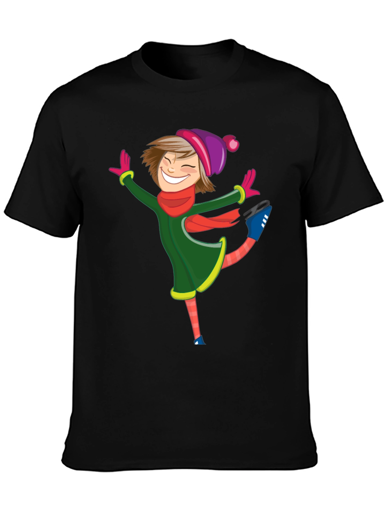 Black Skating Girl Graphic Tee - Black Cotton Blend Shirt view 3