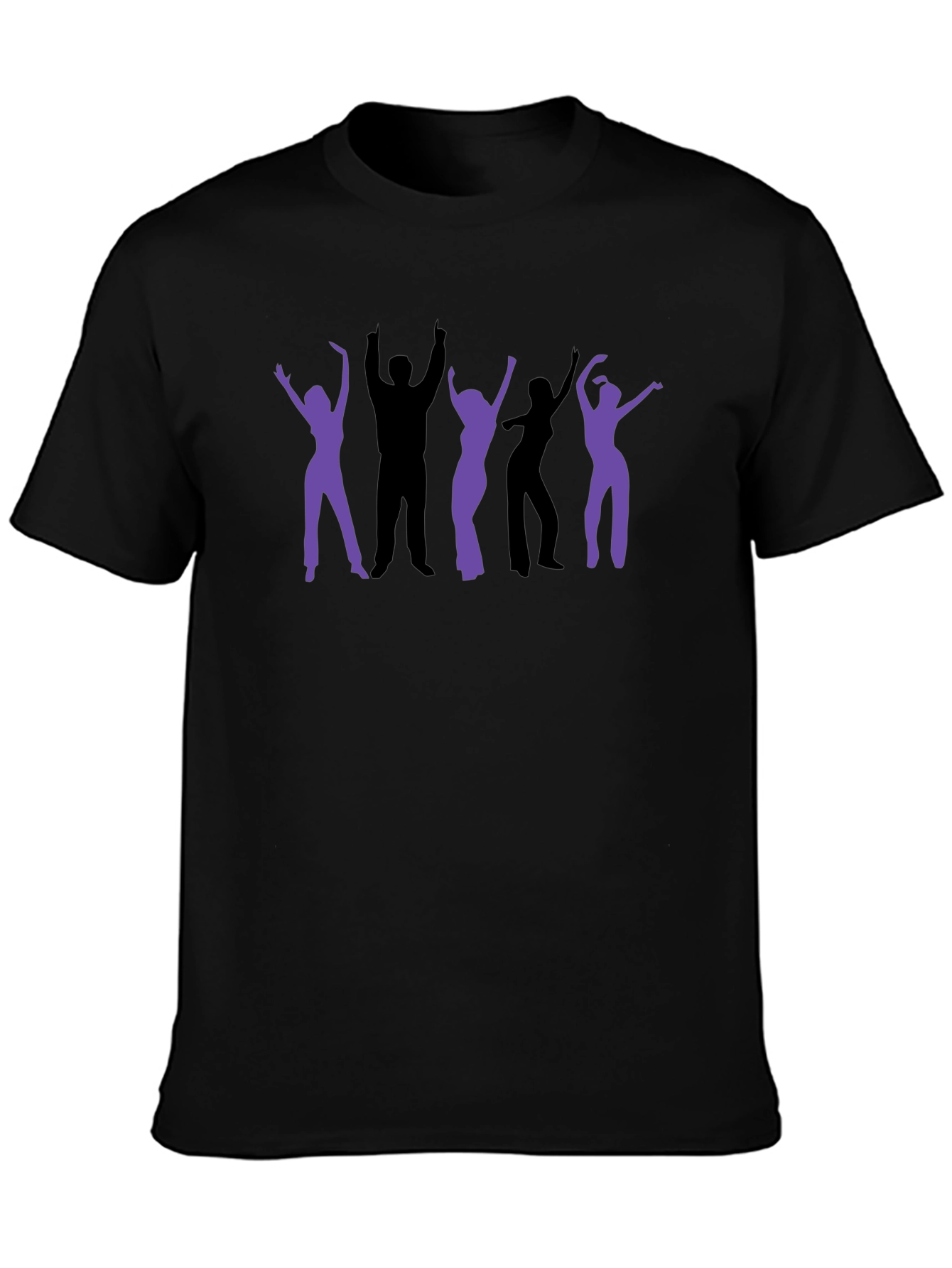 Black Retro Dance Party Graphic Tee - Black Cotton T-Shirt view 3