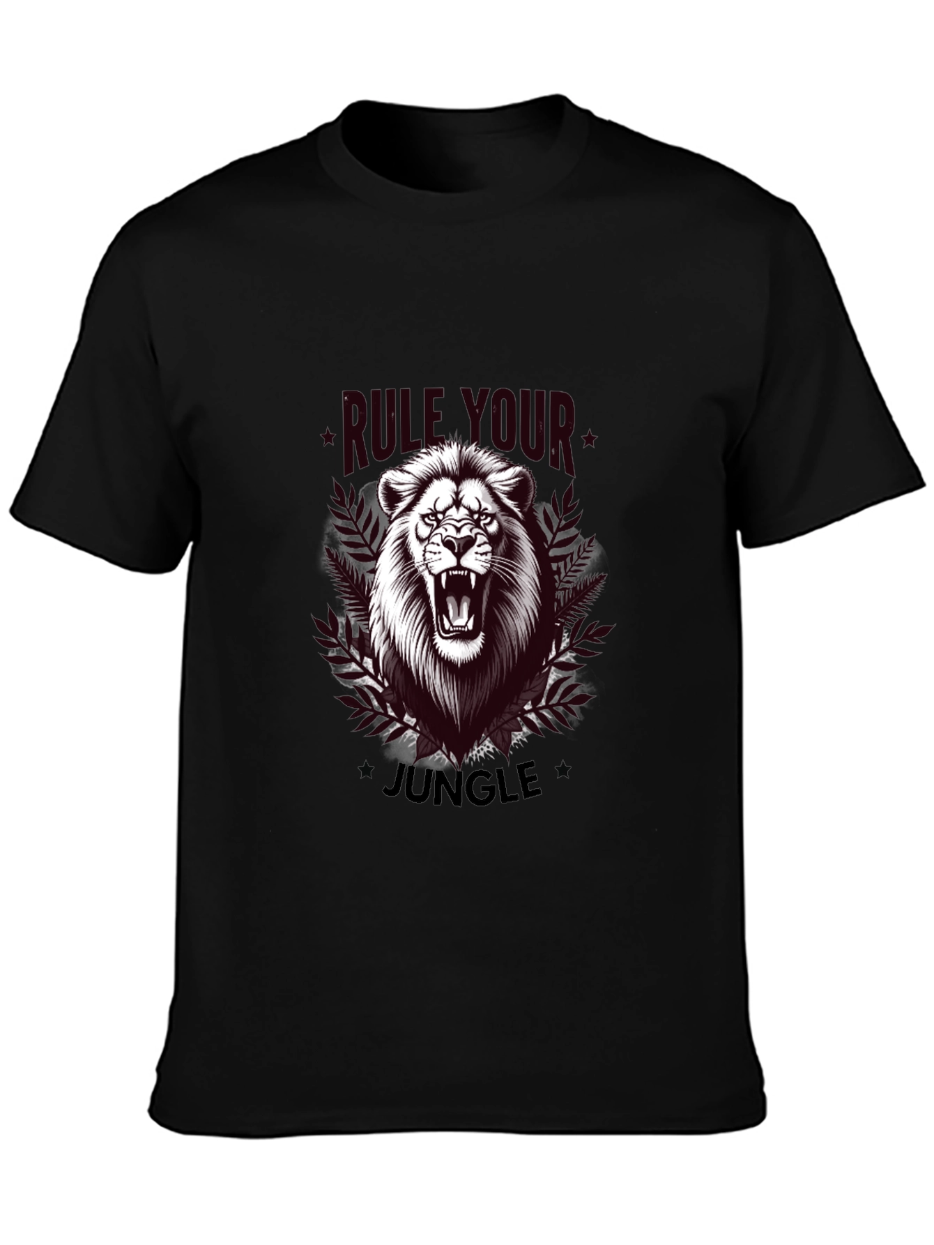 Black Rule Your Jungle Lion Graphic T-Shirt view 3