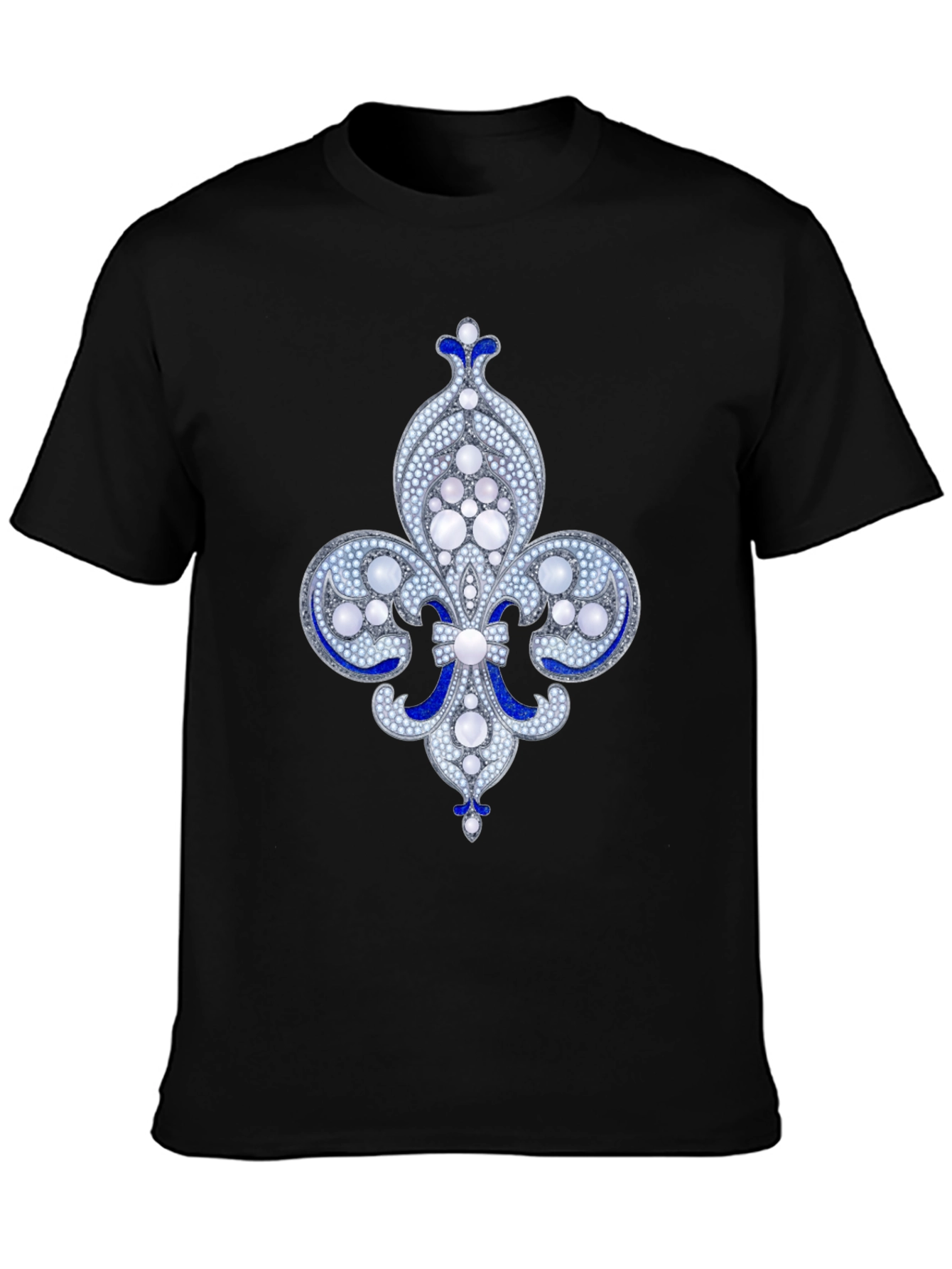 Black Elegant Fleur-de-lis Graphic Tee - Black view 3