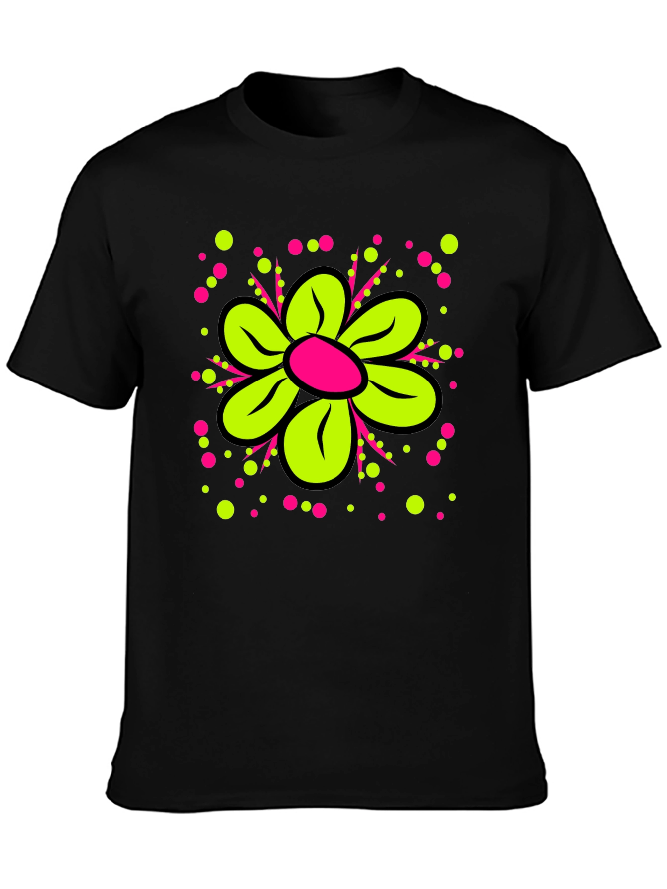 Black Funky Flower Graphic Tee - Black view 3