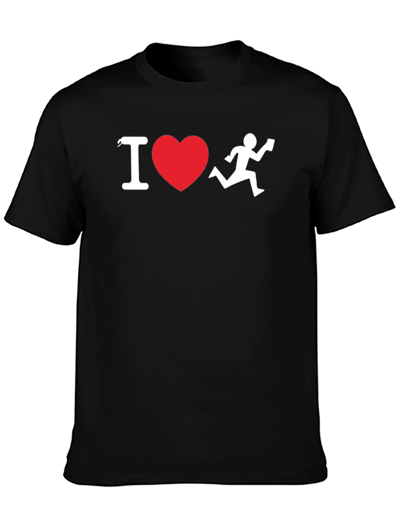 Black I Heart Running T-Shirt - Black Cotton Blend view 3