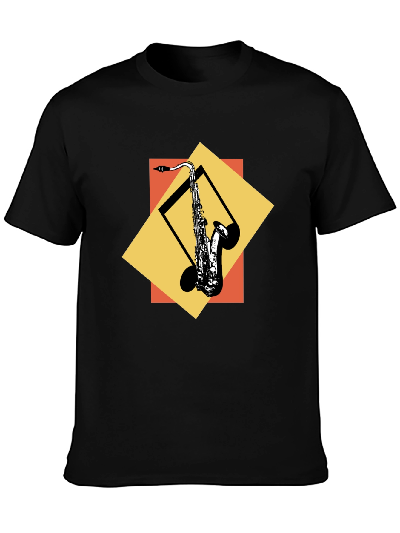 Black Saxophone Graphic Tee - Cool Music Lover Shirt view 3