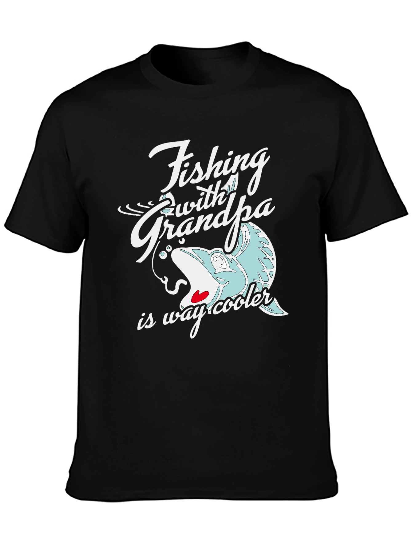 Black Fishing With Grandpa T-Shirt view 3