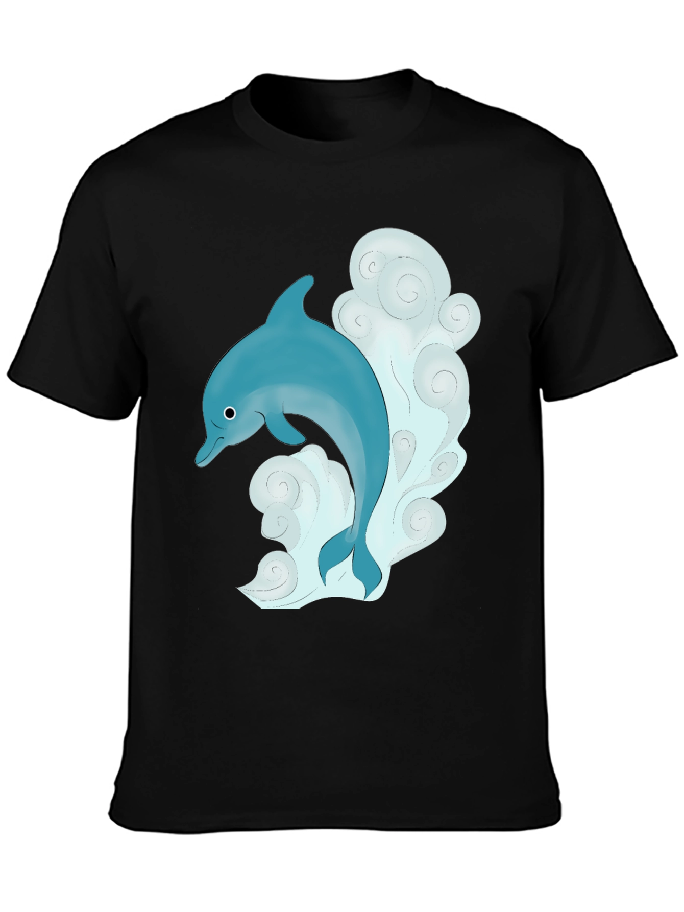 Black Dolphin Graphic T-Shirt - Black Cotton Tee view 3