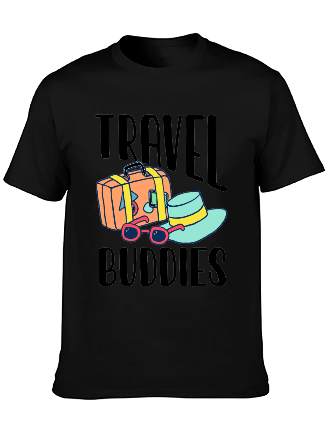 Black Travel Buddies T-Shirt view 3