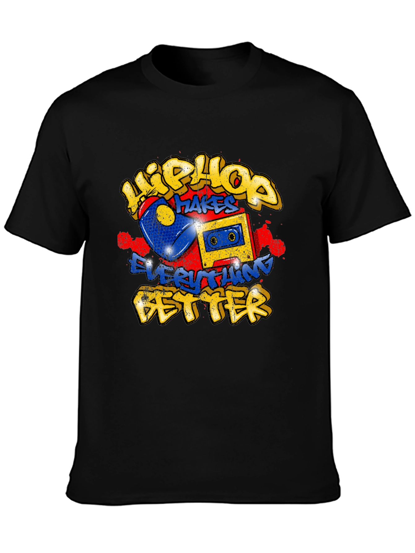 Black Hip Hop Makes Everything Better Graphic T-Shirt view 3