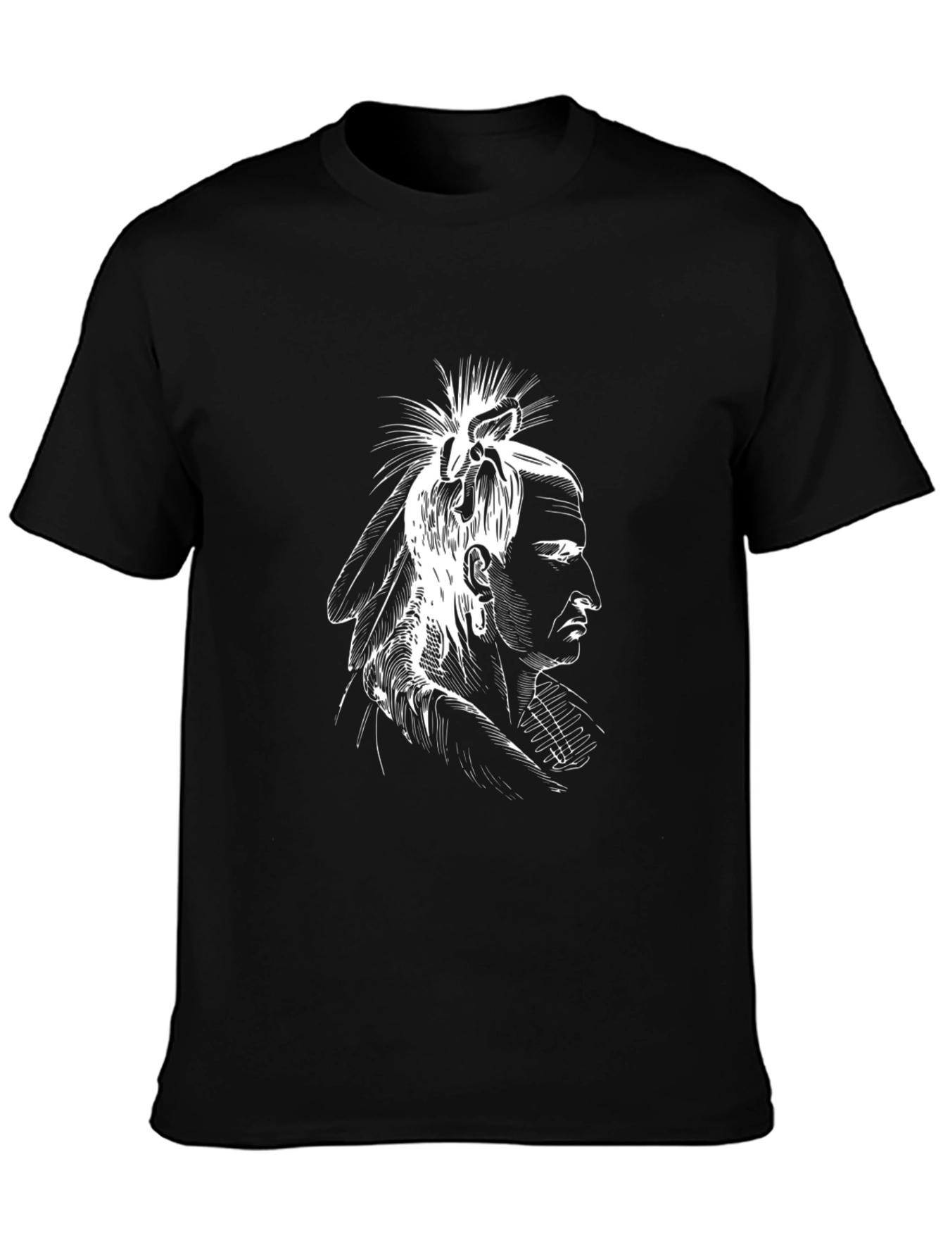 Black Native American Chief Graphic Tee - Black view 3