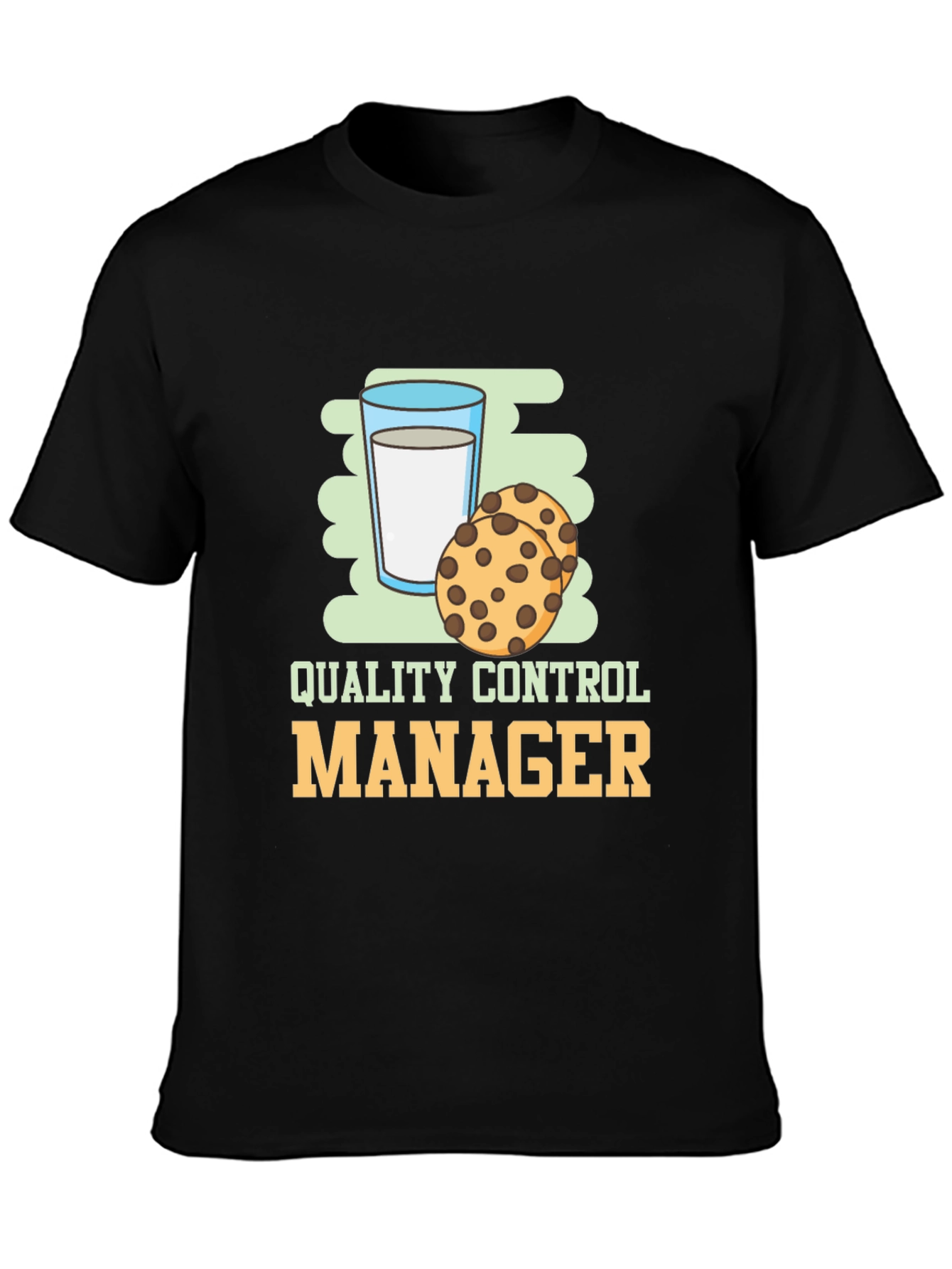 Black Quality Control Manager Cookie & Milk Graphic T-Shirt view 3
