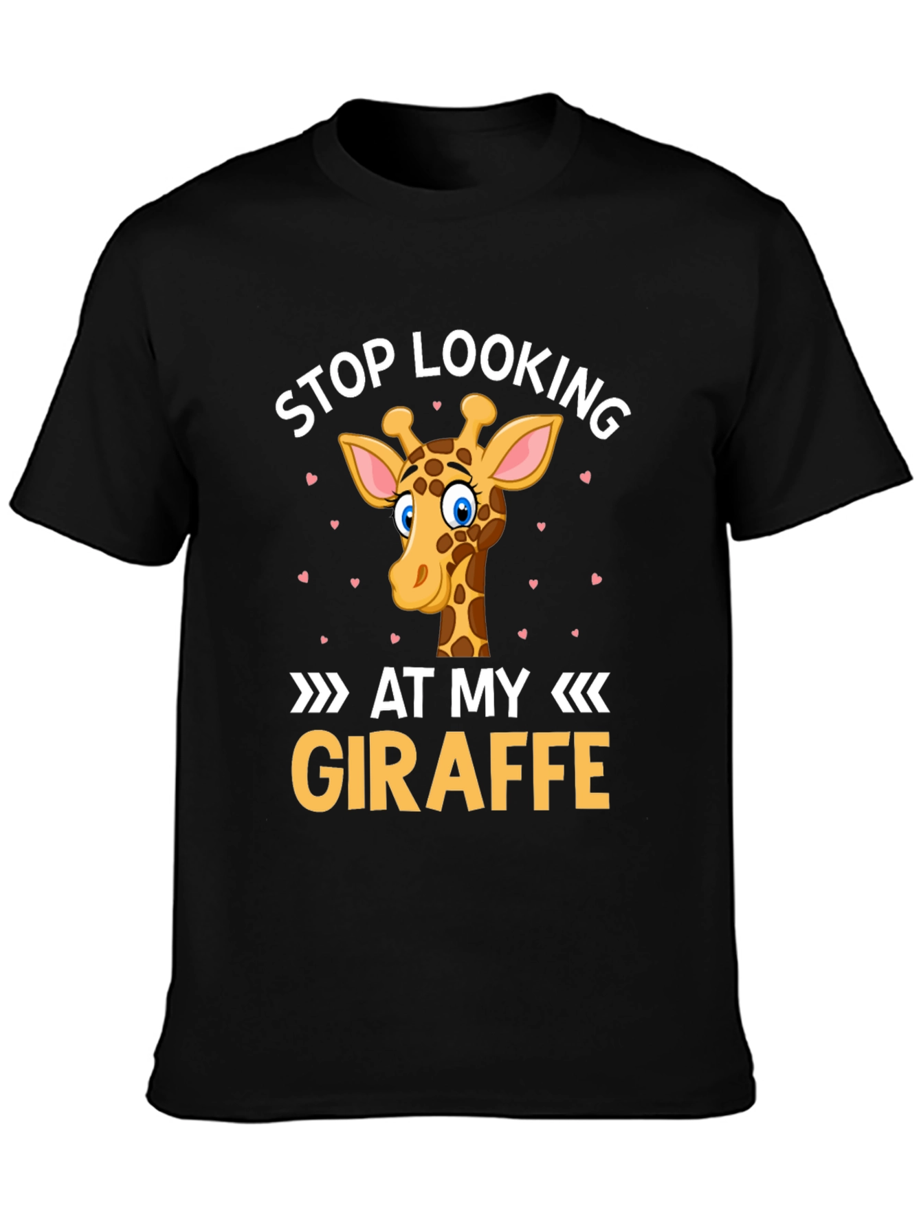Black Stop Looking At My Giraffe T-Shirt - Novelty Graphic Tee view 3