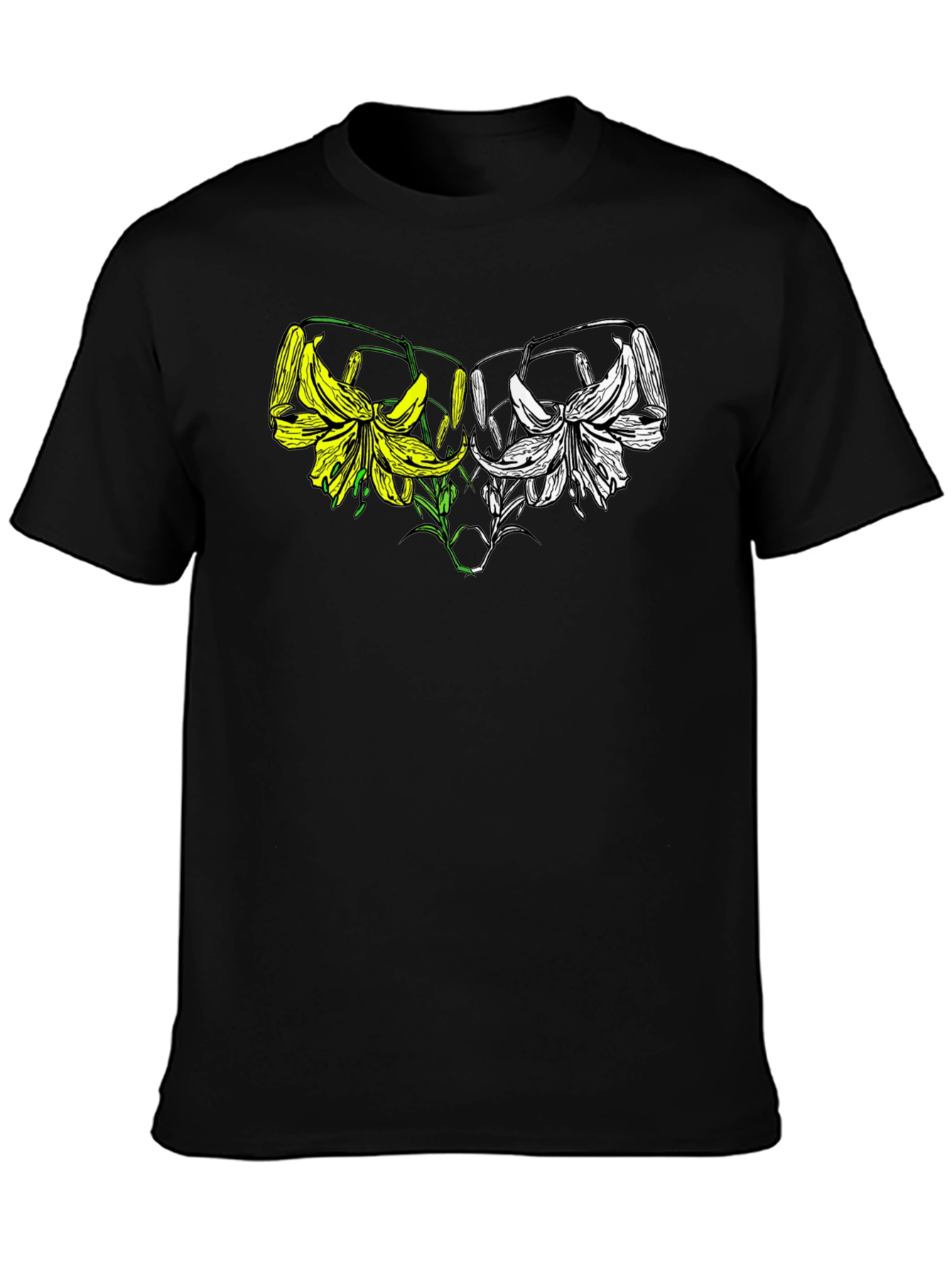Black Floral Graphic Tee - Black Cotton Blend view 3