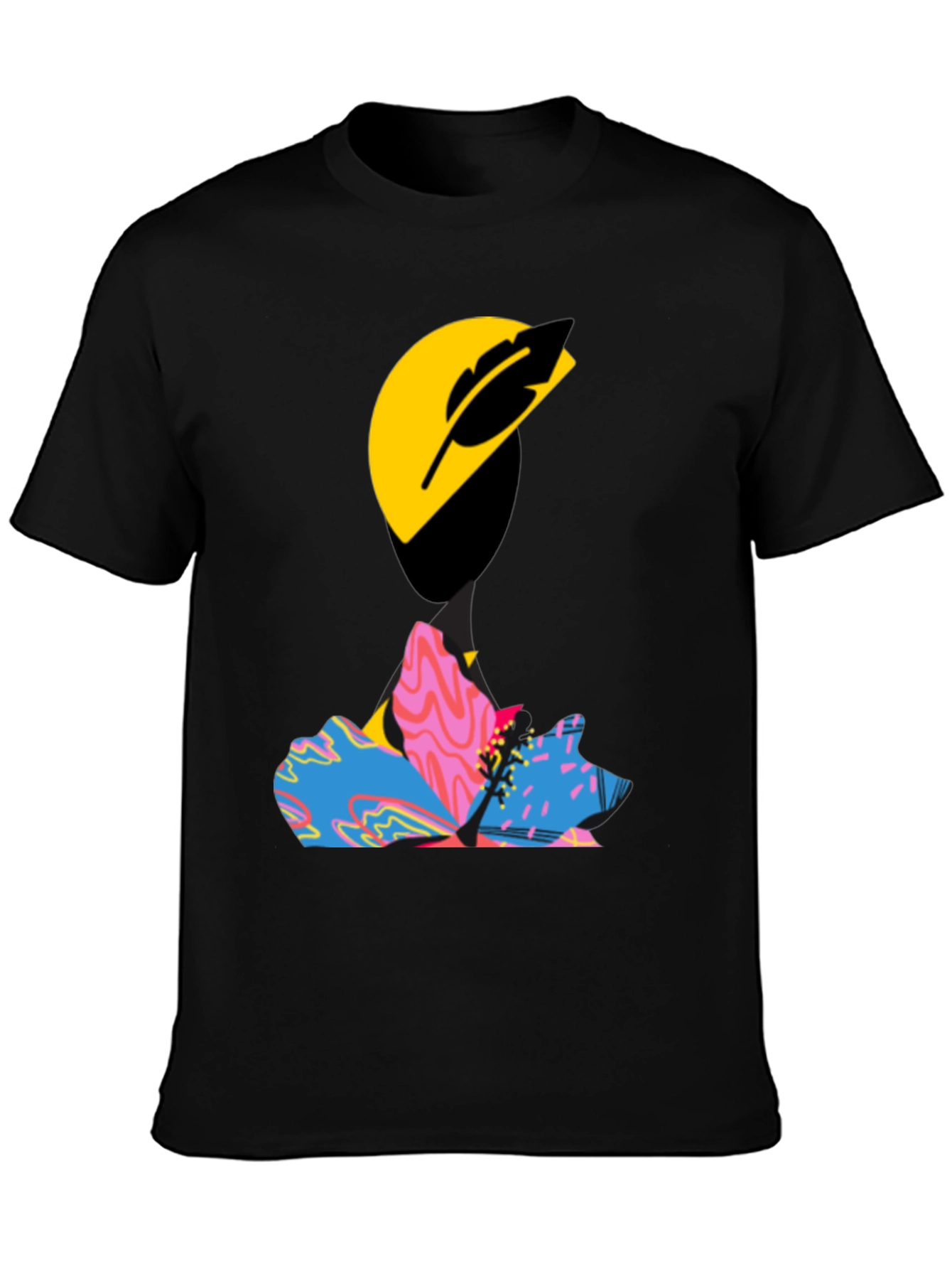 Black Abstract Graphic Print Black T-Shirt view 3