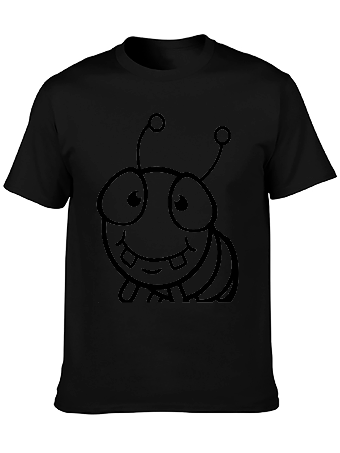 Black Cute Cartoon Bug Graphic T-Shirt view 3