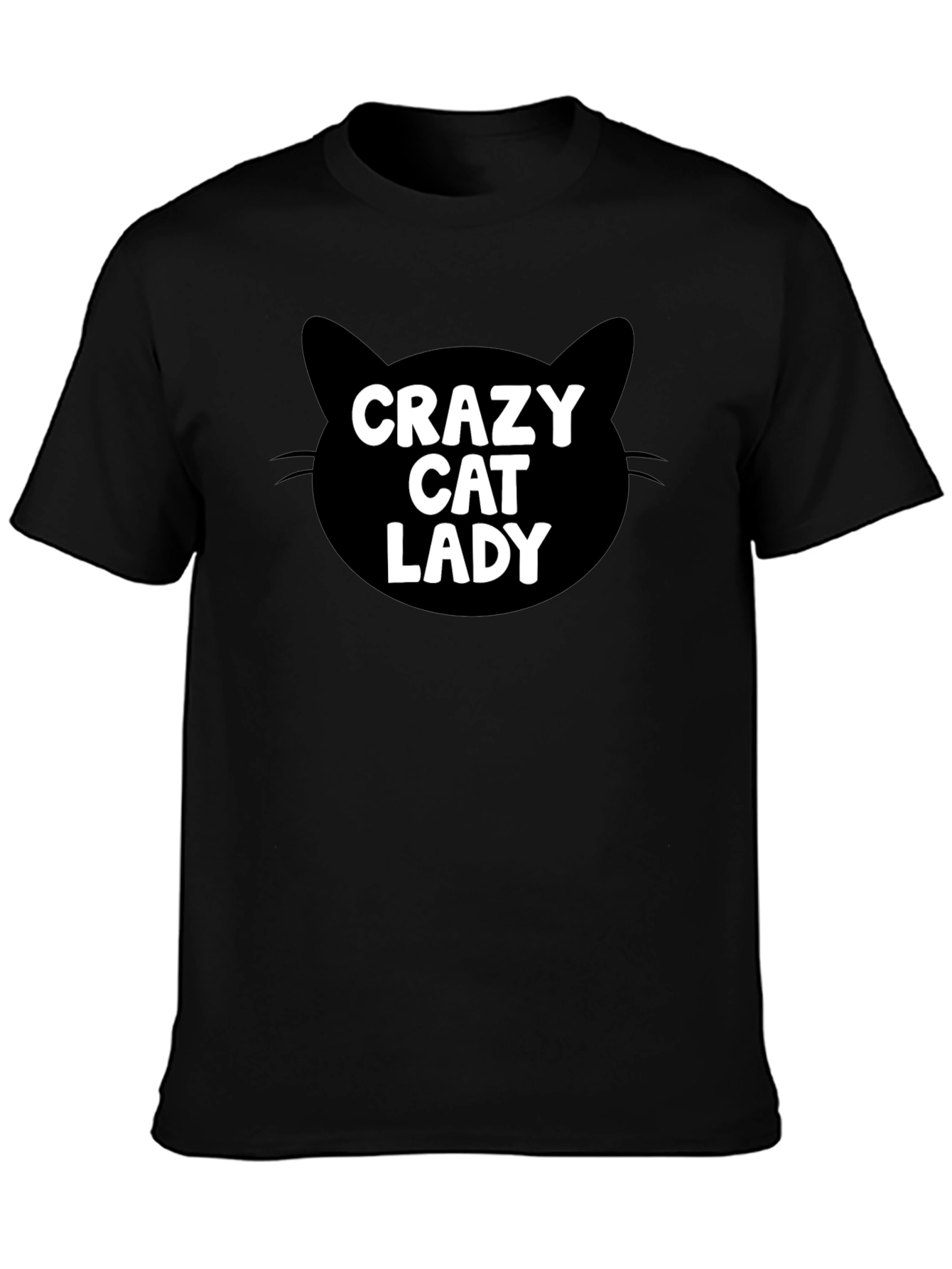 Black Crazy Cat Lady T-Shirt - Black view 3