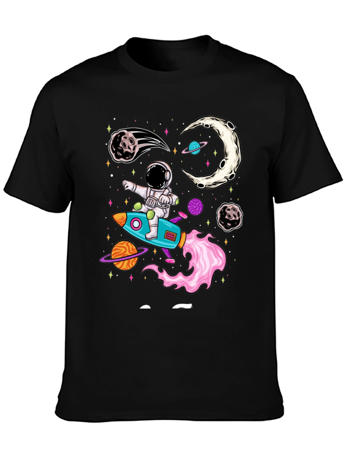 Black Astronaut Rocket Ride T-Shirt view 3