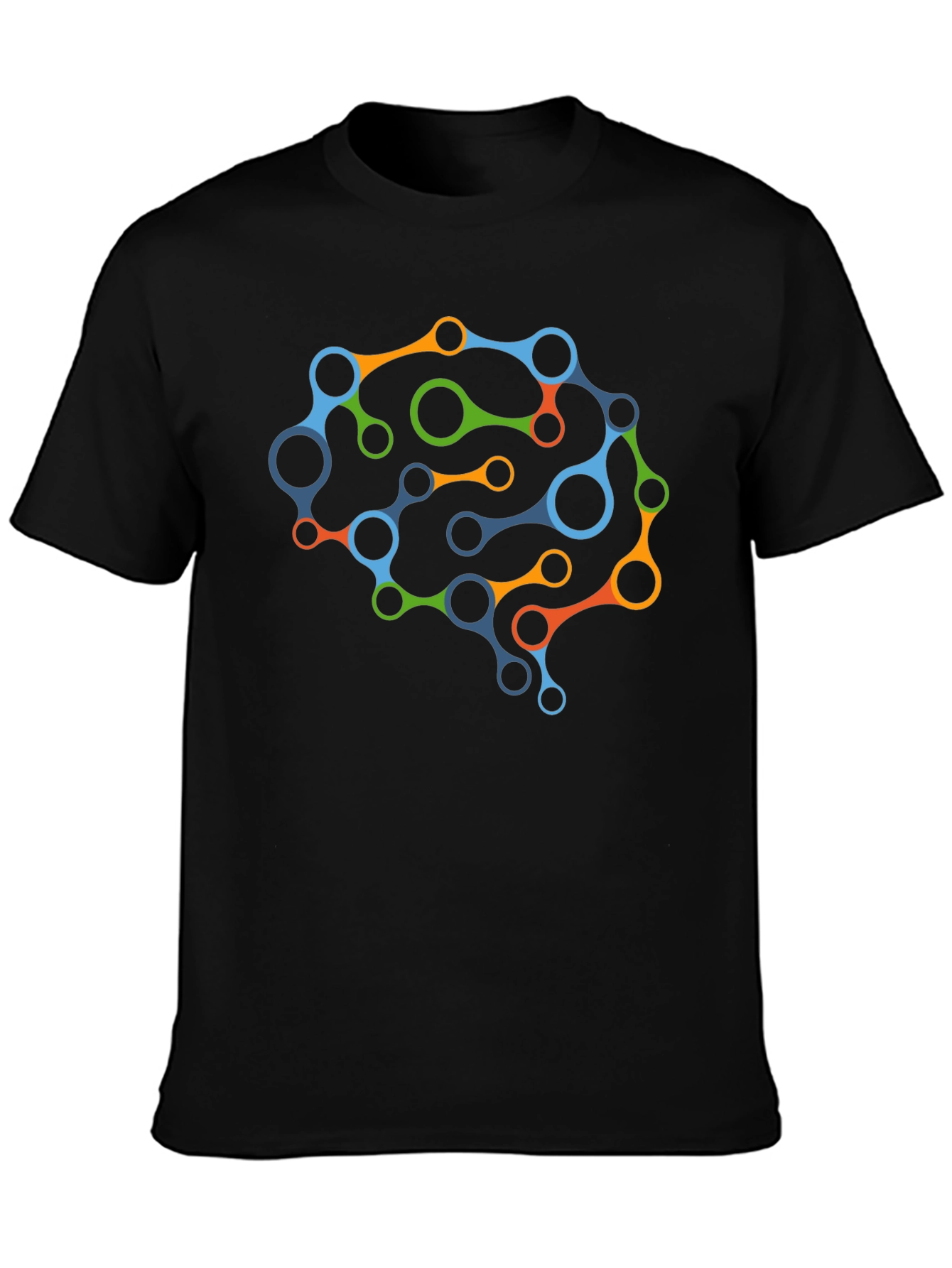 Black Brain Circuit Graphic Tee - Black Crew Neck T-Shirt view 3