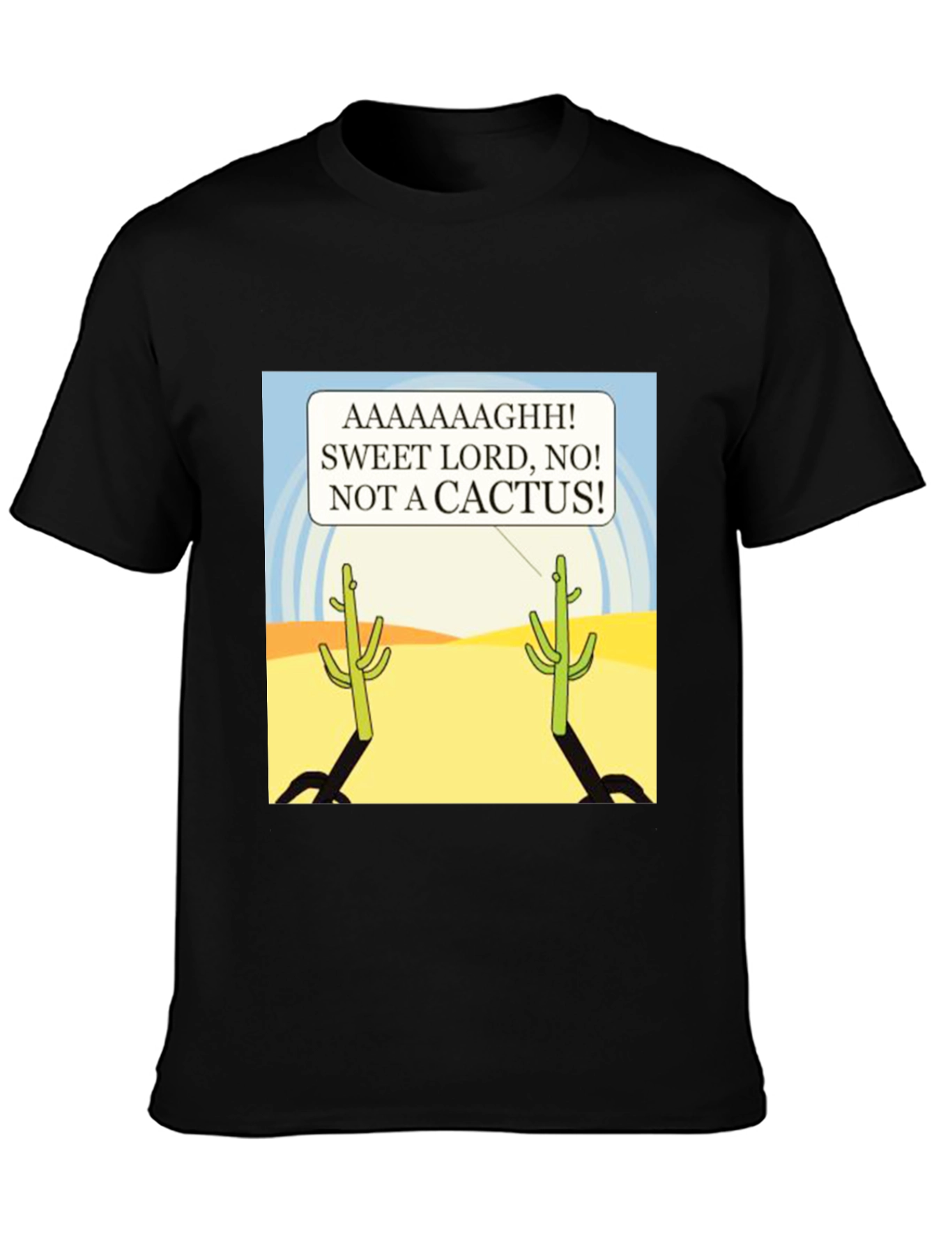 Black Funny Cactus T-Shirt - AAAAAAGHH! view 3