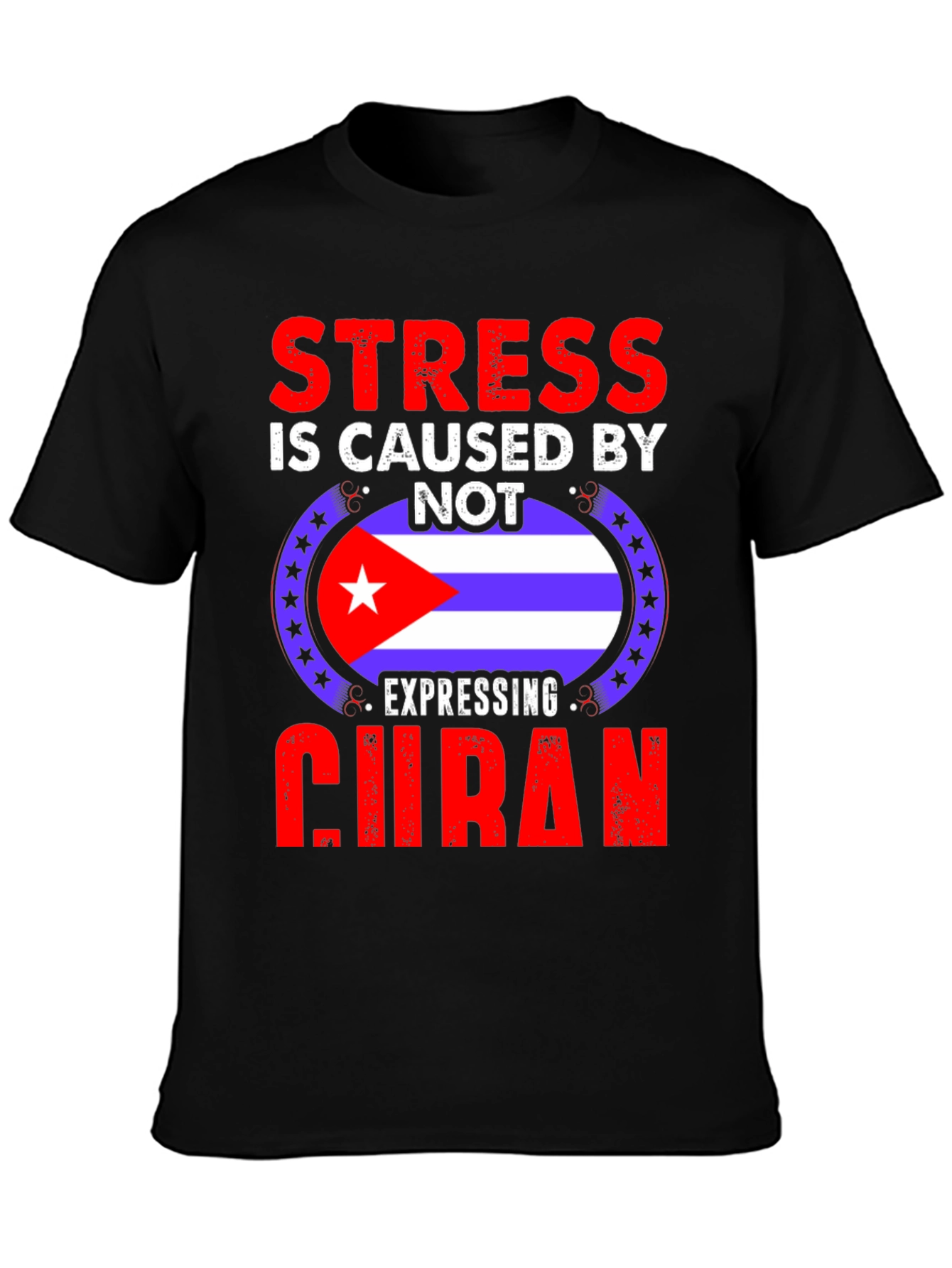 Black Cuban Pride T-Shirt - Stress Relief view 3
