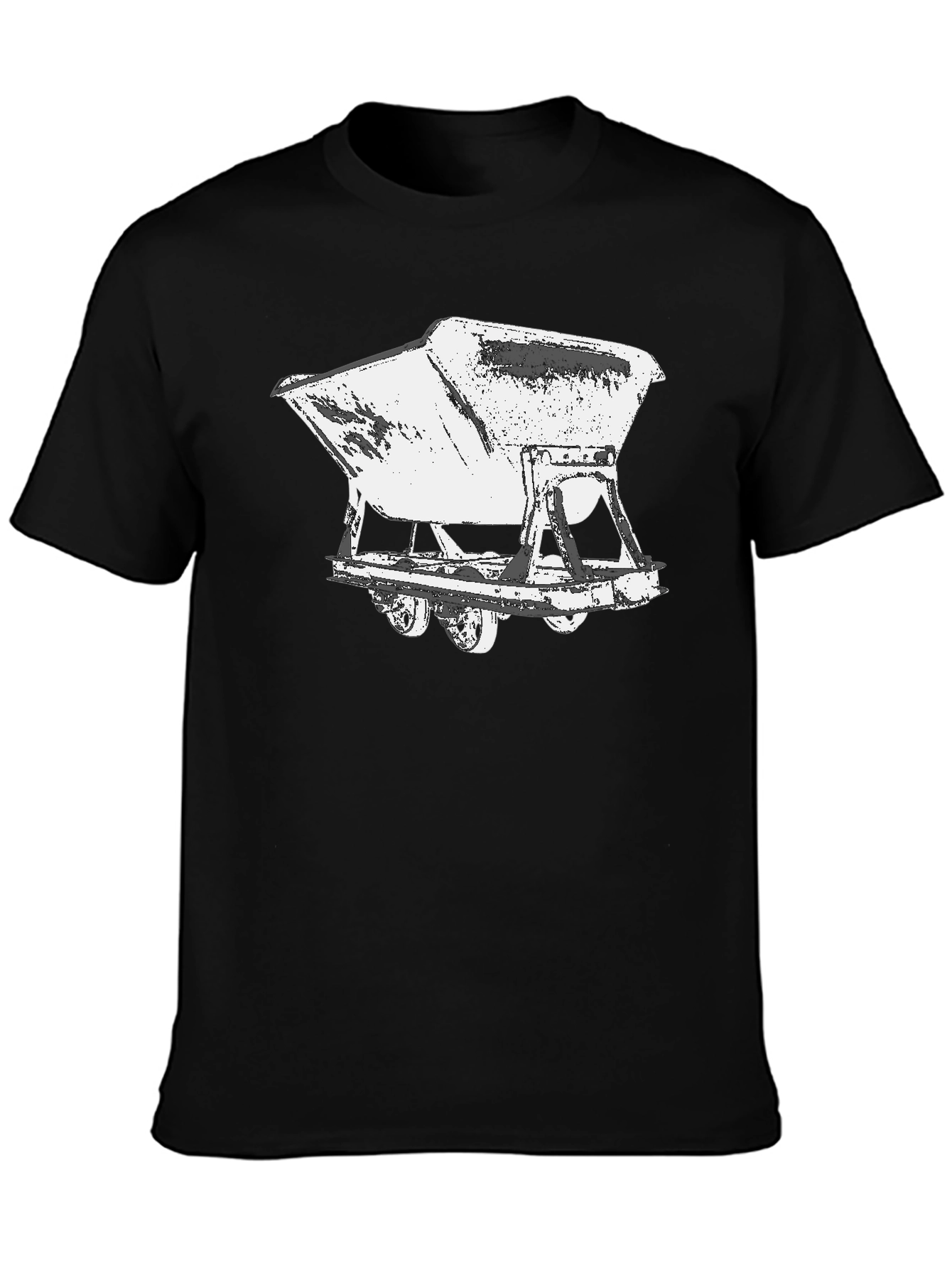 Black Vintage Mine Cart Graphic Tee - Black Cotton Shirt view 3