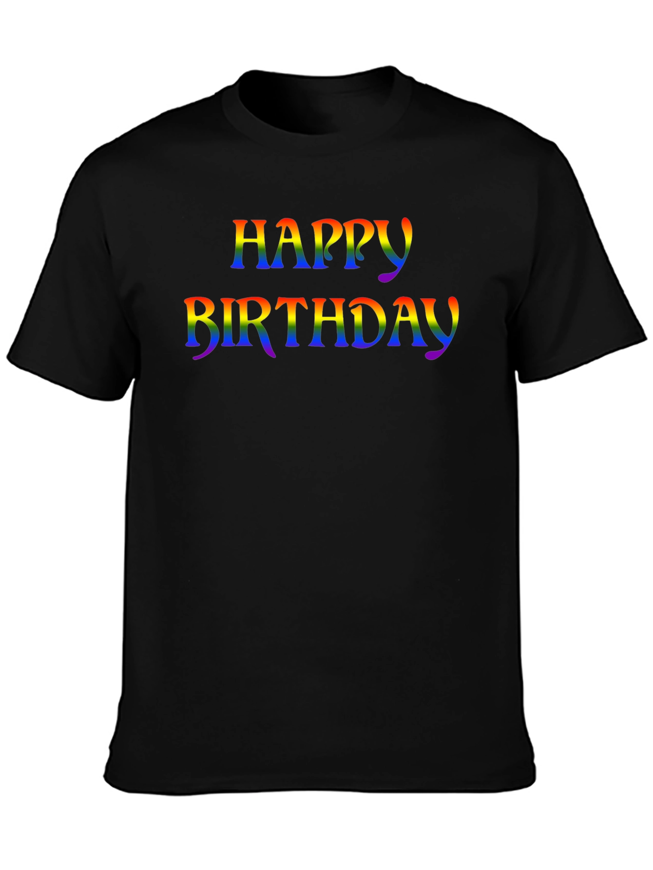 Black Happy Birthday Rainbow Graphic Tee - Black view 3