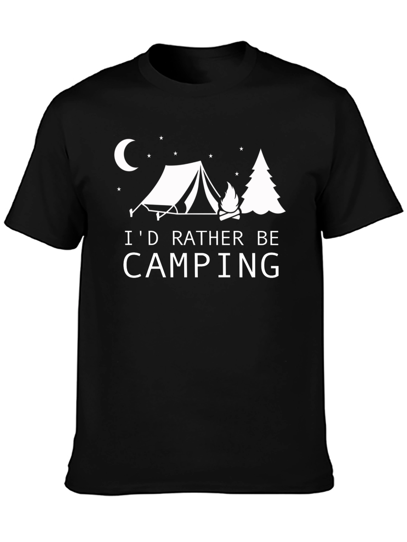 Black Camping Graphic T-Shirt: I'd Rather Be Camping view 3