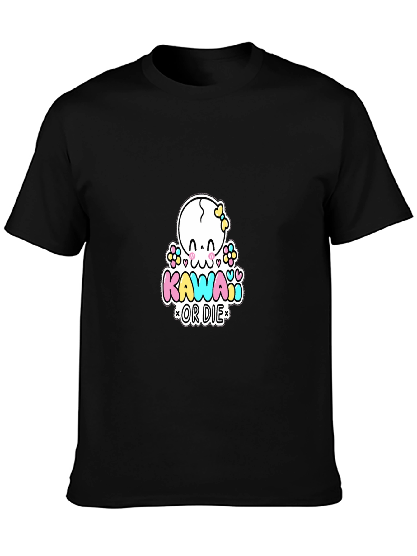 Black Kawaii or Die Graphic T-Shirt - Black Cotton Tee view 3