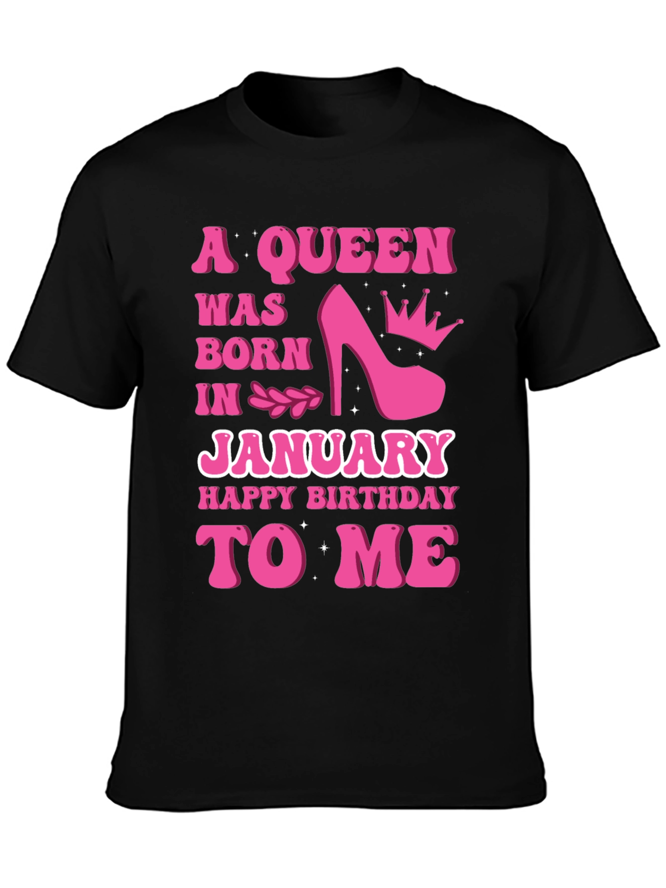 Black A Queen Was Born In January T-Shirt view 3