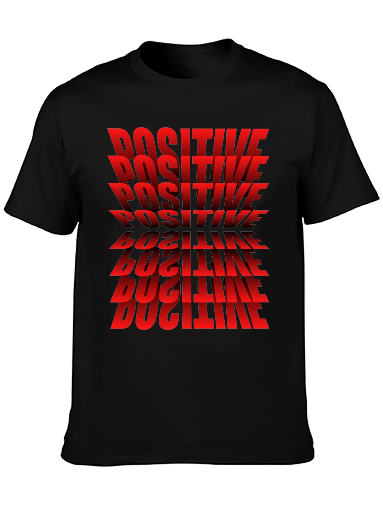 Black Positive Graphic T-Shirt - Bold Red Text Design view 3