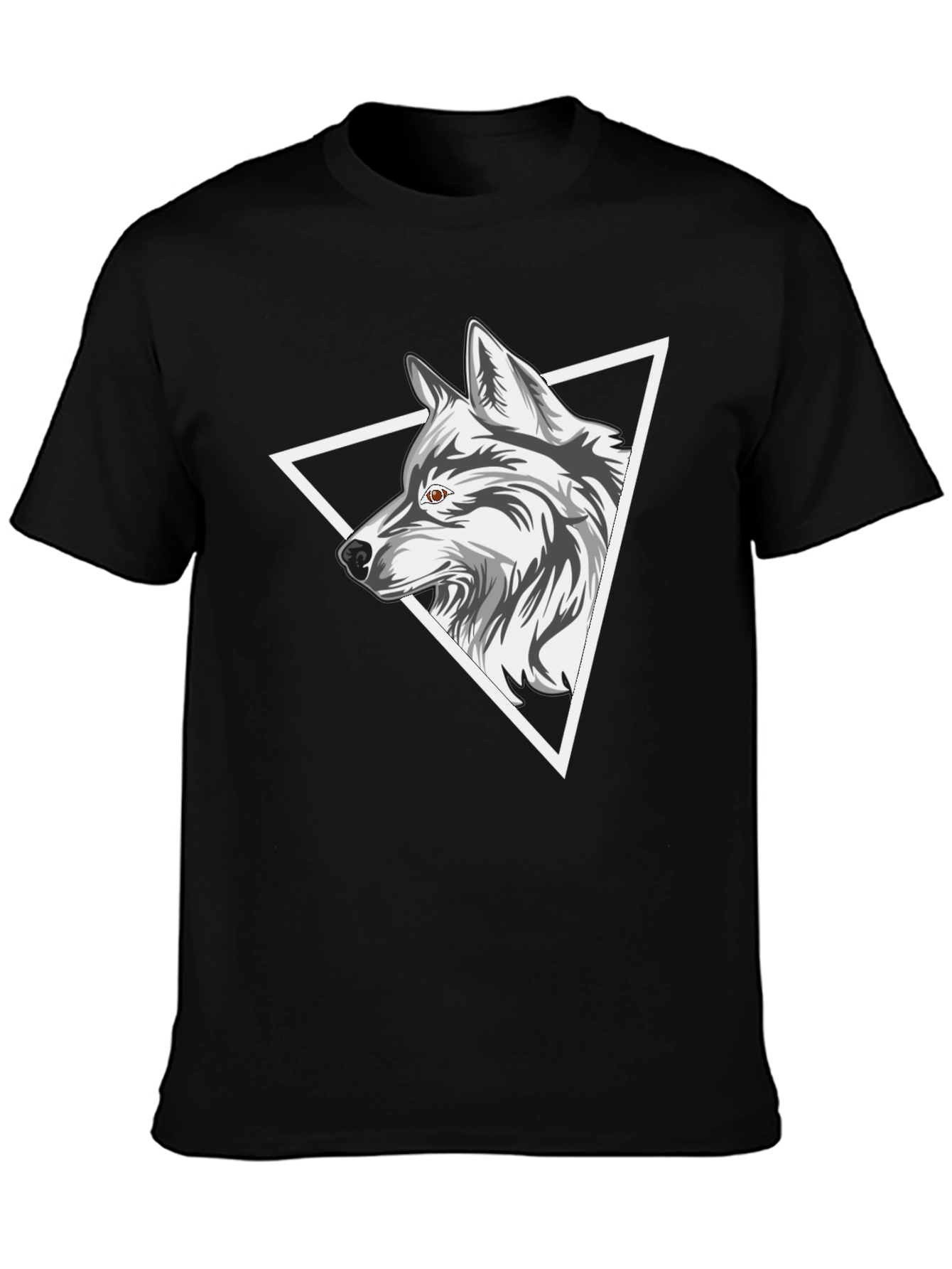 Black Wolf Triangle Graphic Tee - Black view 3