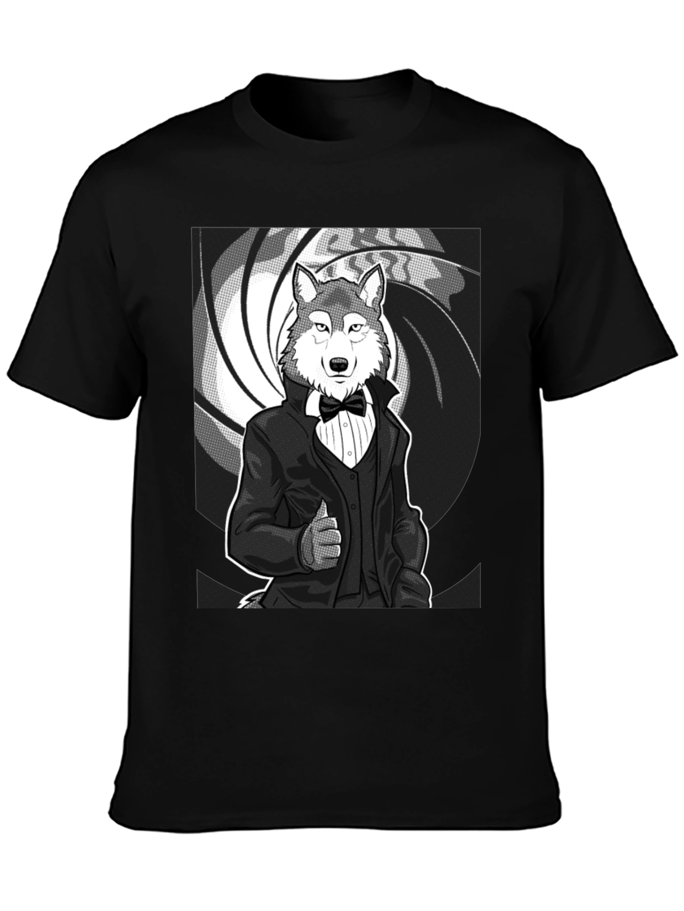 Black Wolf Tuxedo T-Shirt - Suave and Sophisticated Style view 3