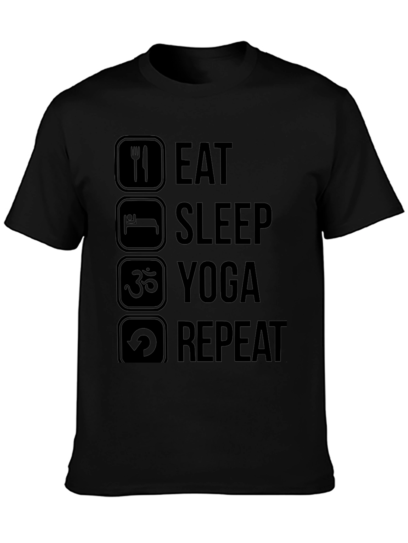 Black Eat Sleep Yoga Repeat Black T-Shirt view 3