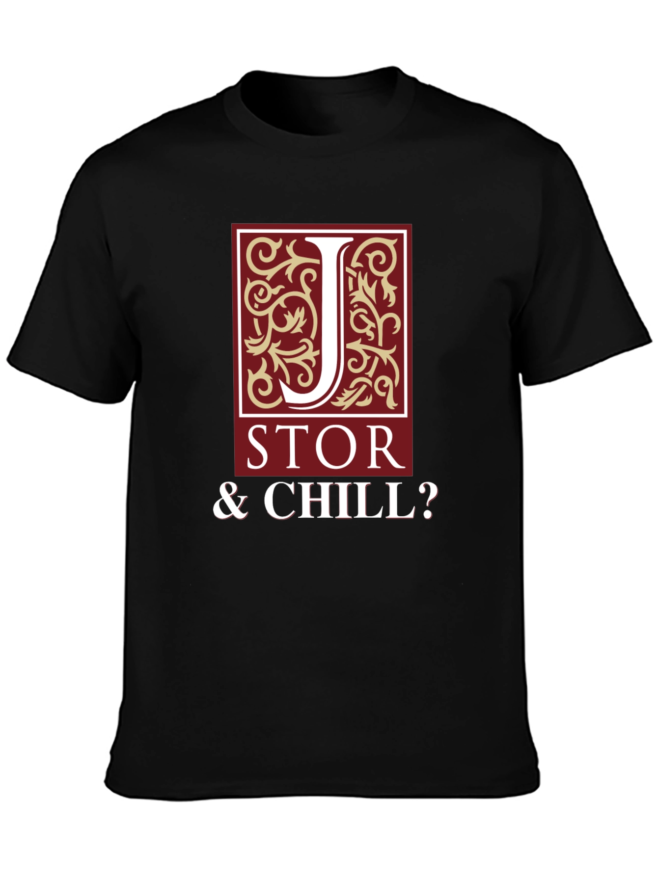 Black JSTOR & Chill? Men's Black Graphic T-Shirt view 3