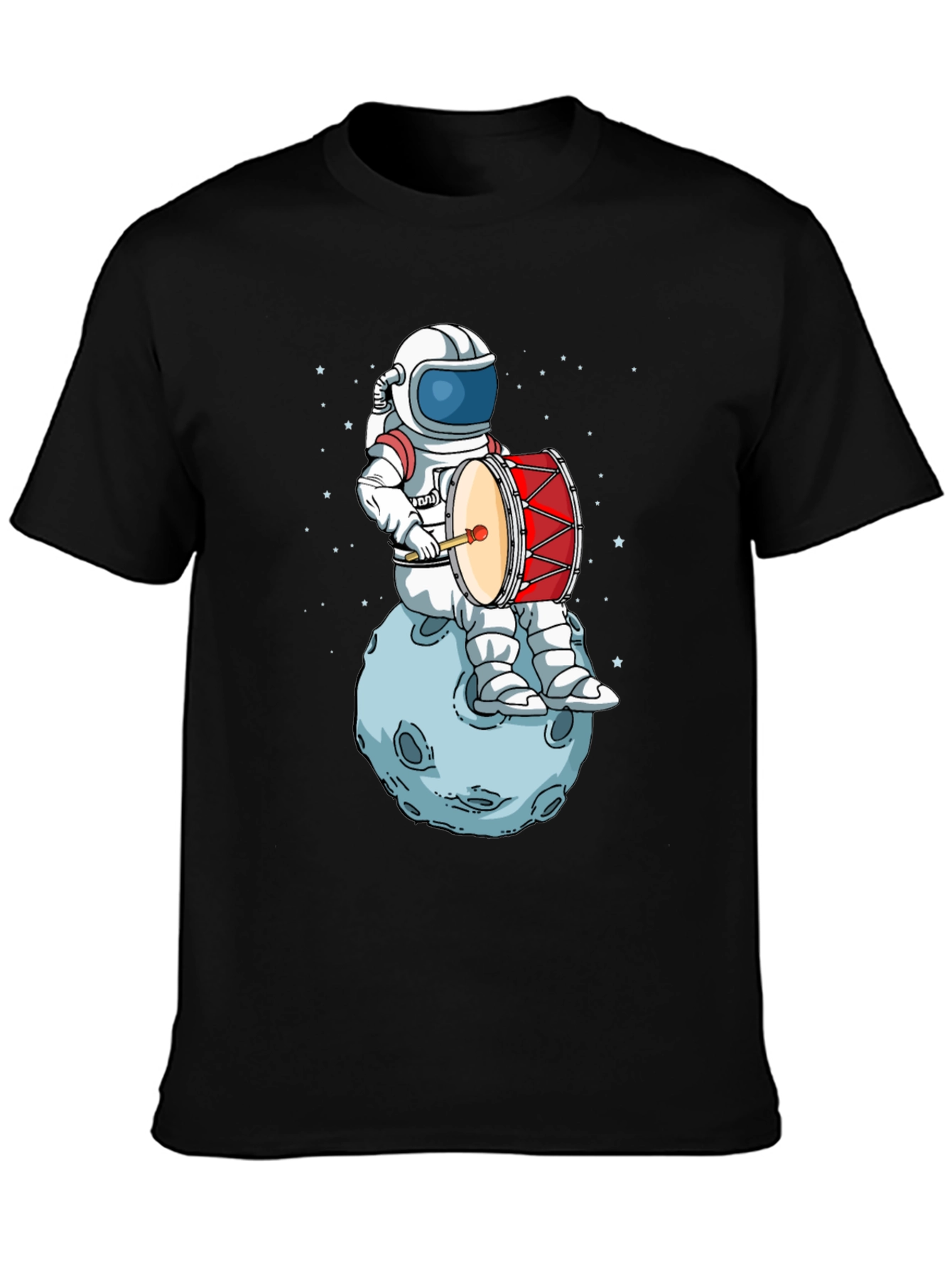 Black Astronaut Drummer T-Shirt - Space Music Tee view 3