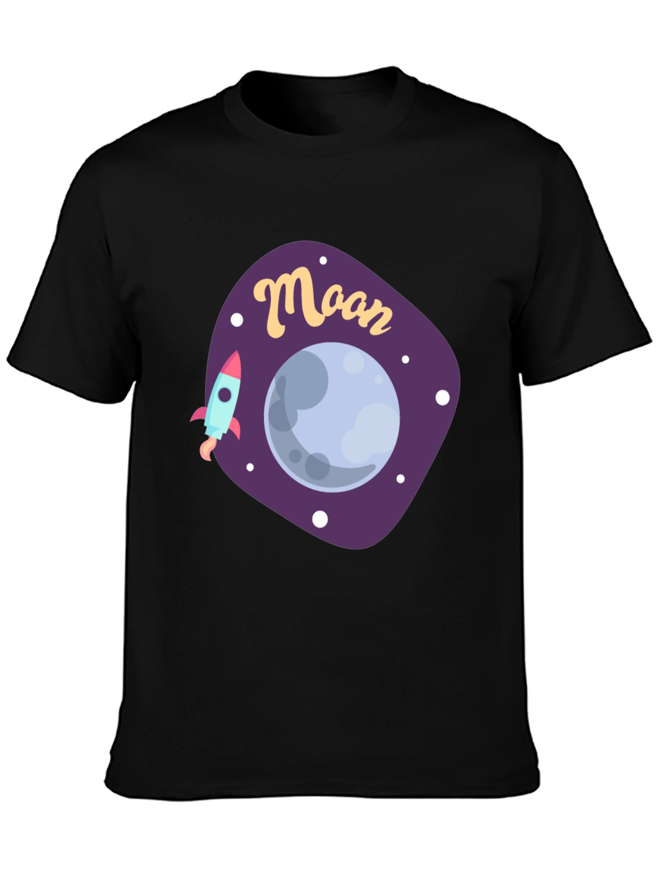 Black Moon Graphic T-Shirt - Space Rocket Design view 3