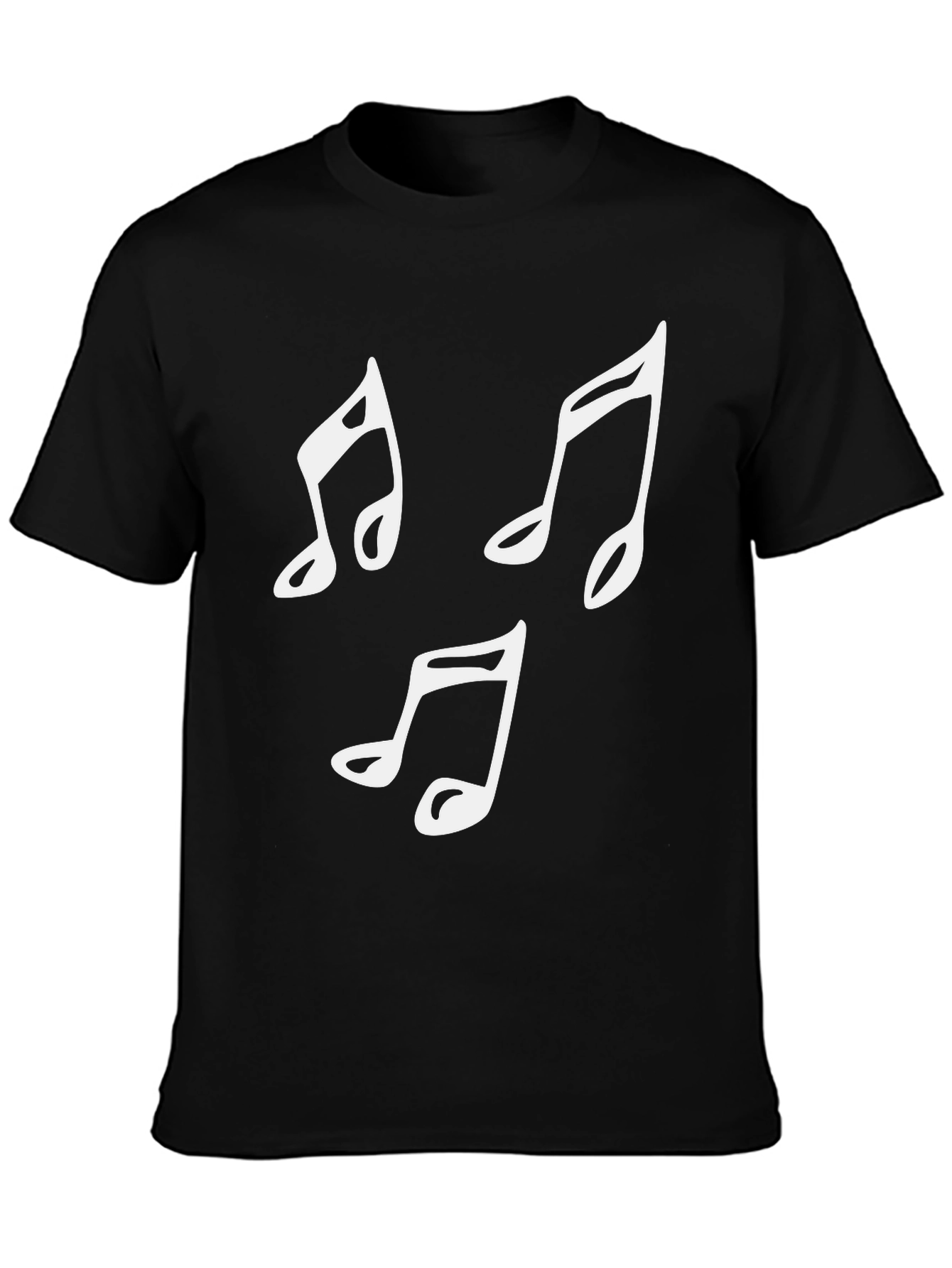 Black Musical Notes Graphic Tee - Black Cotton T-Shirt view 3