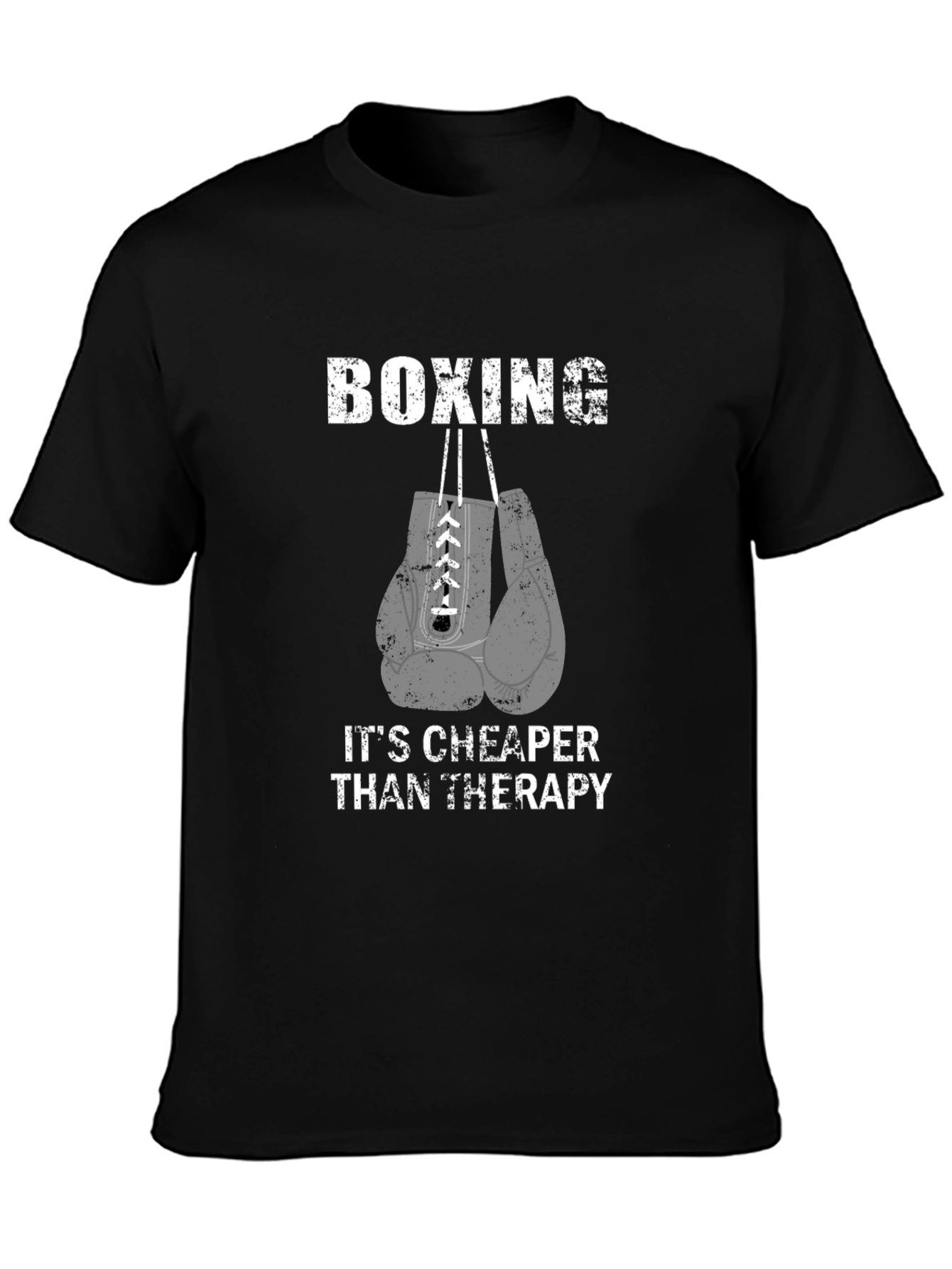 Black Boxing Therapy T-Shirt | Funny Boxing Gift view 3