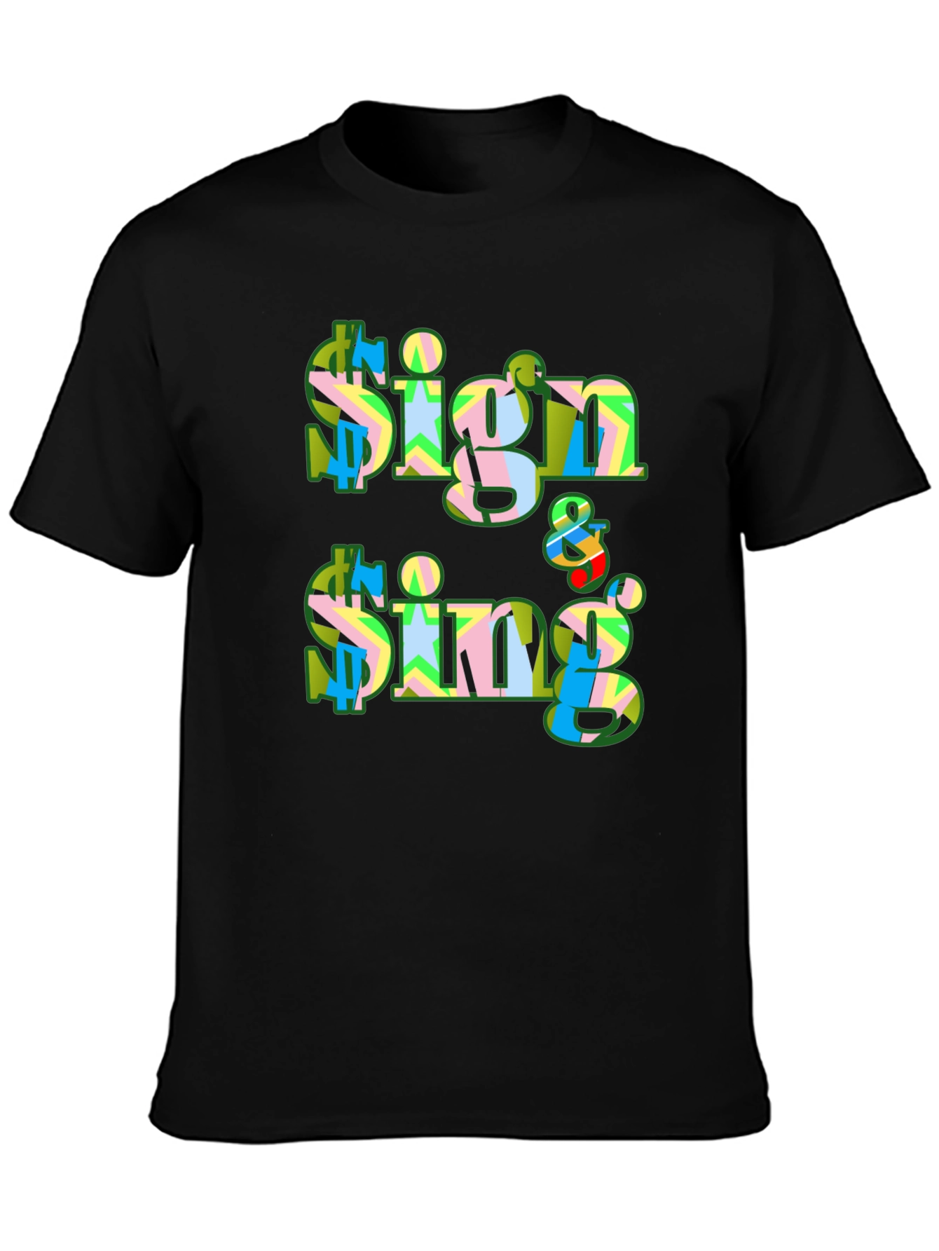 Black Sign & Sing Graphic T-Shirt - Bold Print view 3