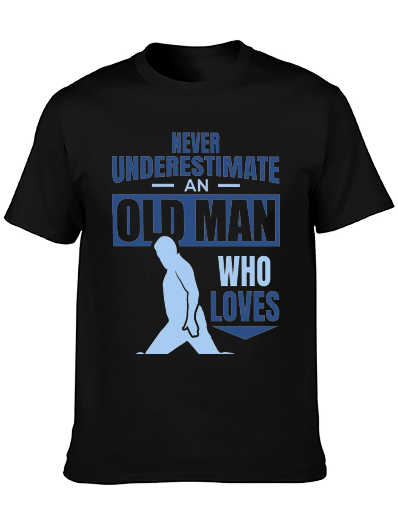 Black Never Underestimate Old Man Black T-Shirt view 3