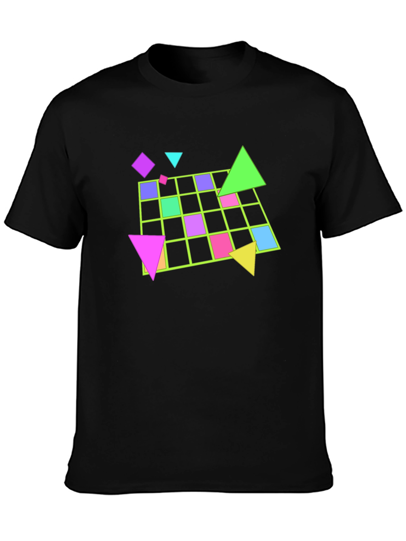 Black Geometric 80s Retro T-Shirt - Black view 3