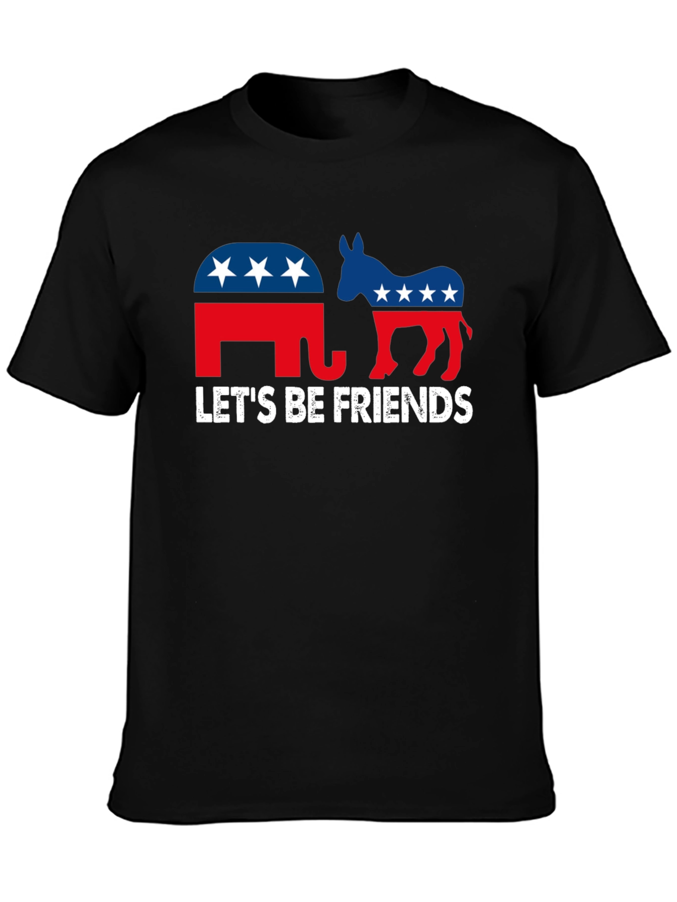 Black Let's Be Friends Political T-Shirt view 3