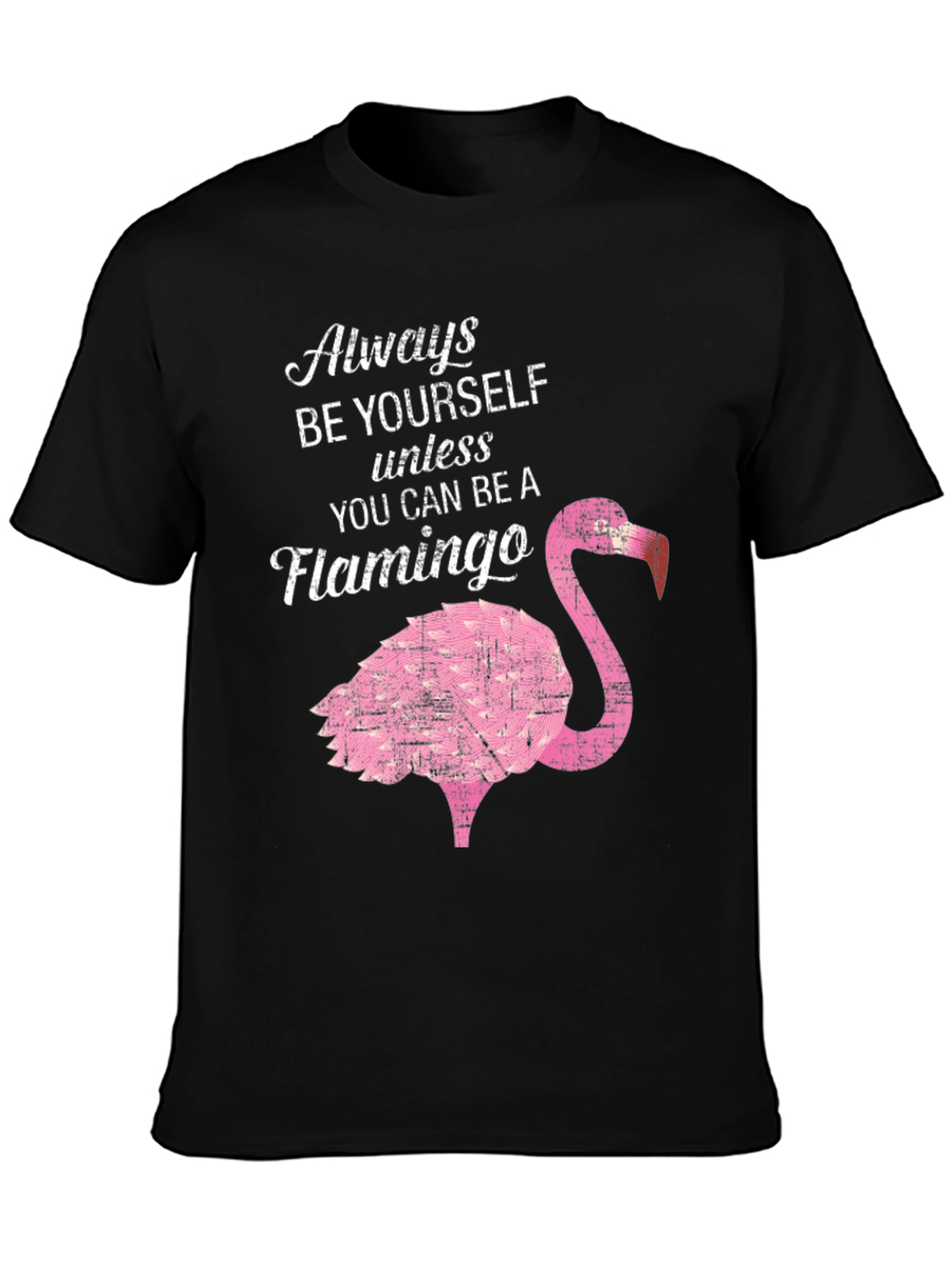 Black Be a Flamingo T-Shirt - Novelty Graphic Tee view 3