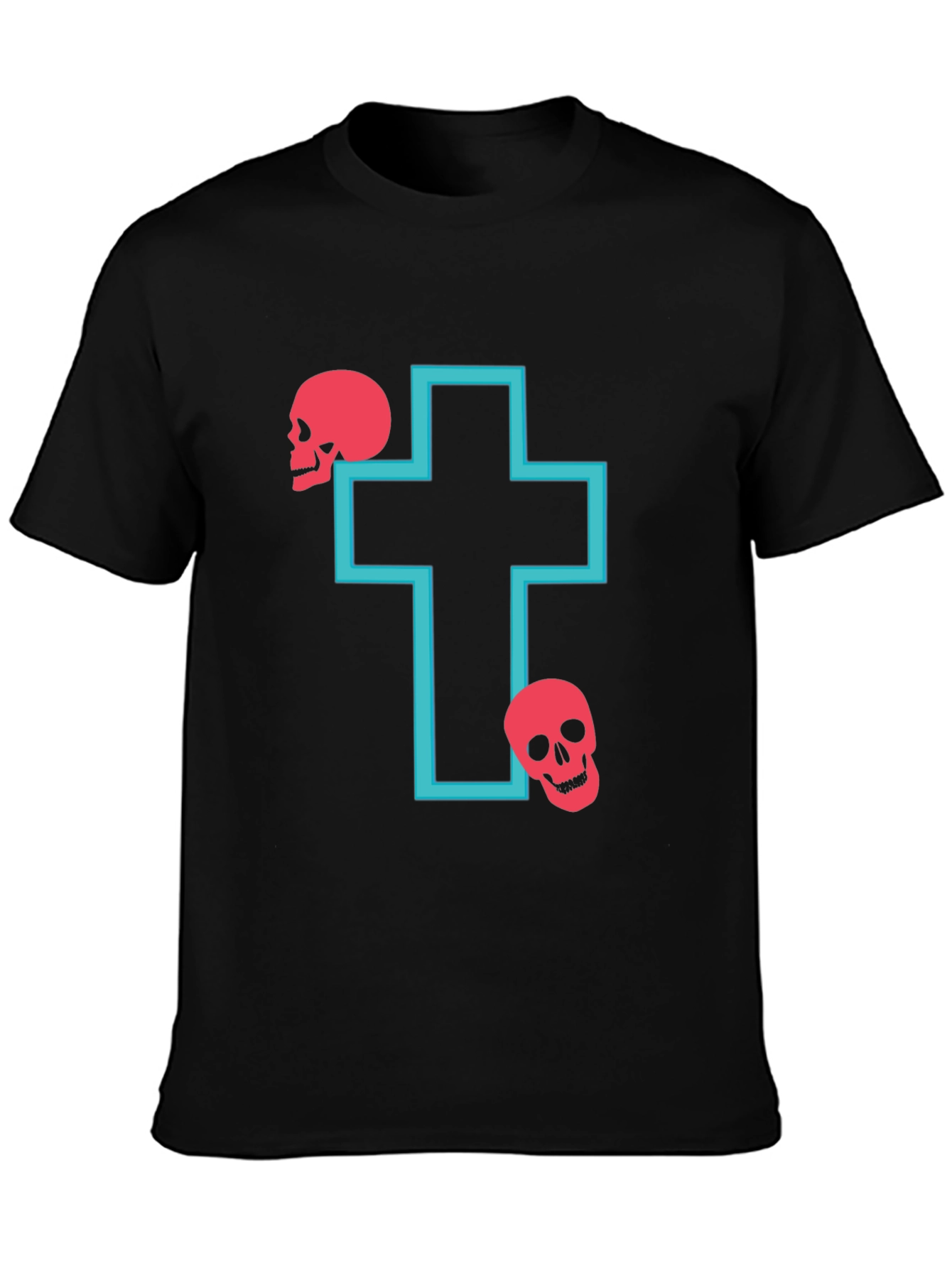 Black Skull Cross Graphic T-Shirt view 3