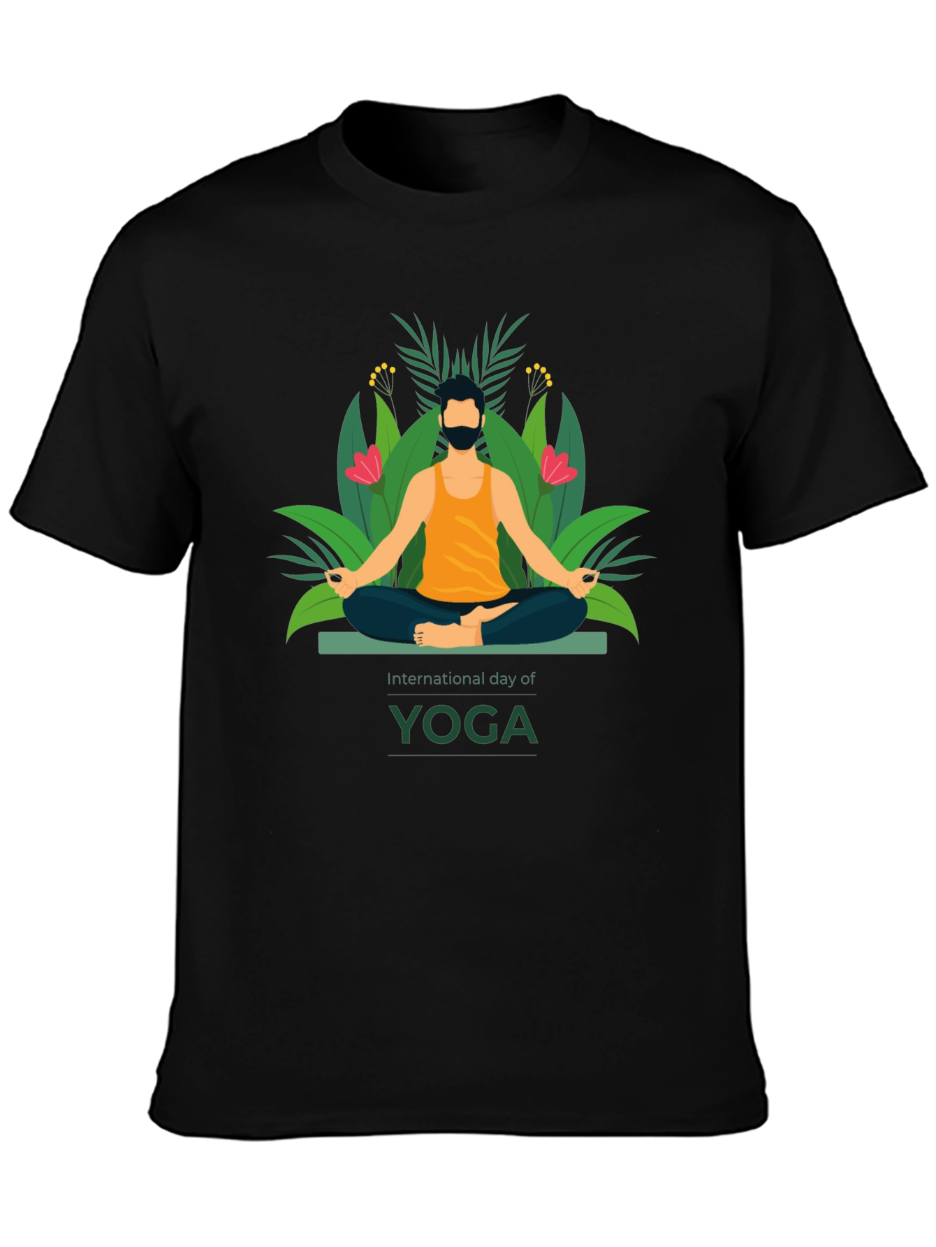 Black International Yoga Day Graphic Tee - Black view 3