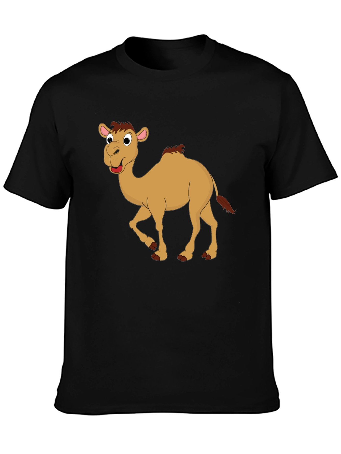 Black Camel Cartoon Black T-Shirt view 3