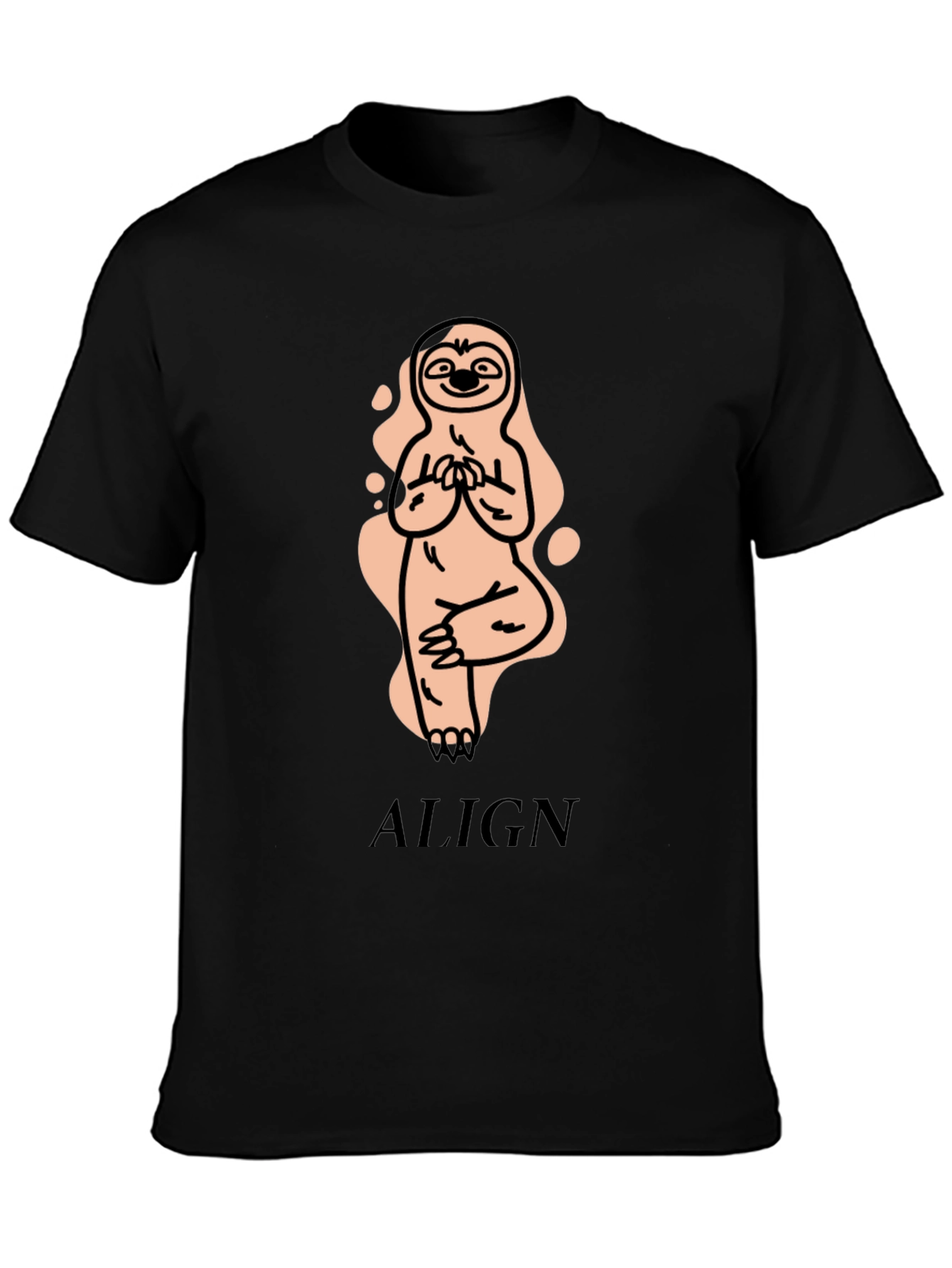 Black Yoga Sloth T-Shirt - Align Yourself view 3